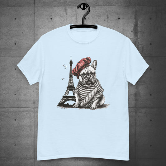 Unisex Frenchie at the Eiffel Tower T-Shirt: