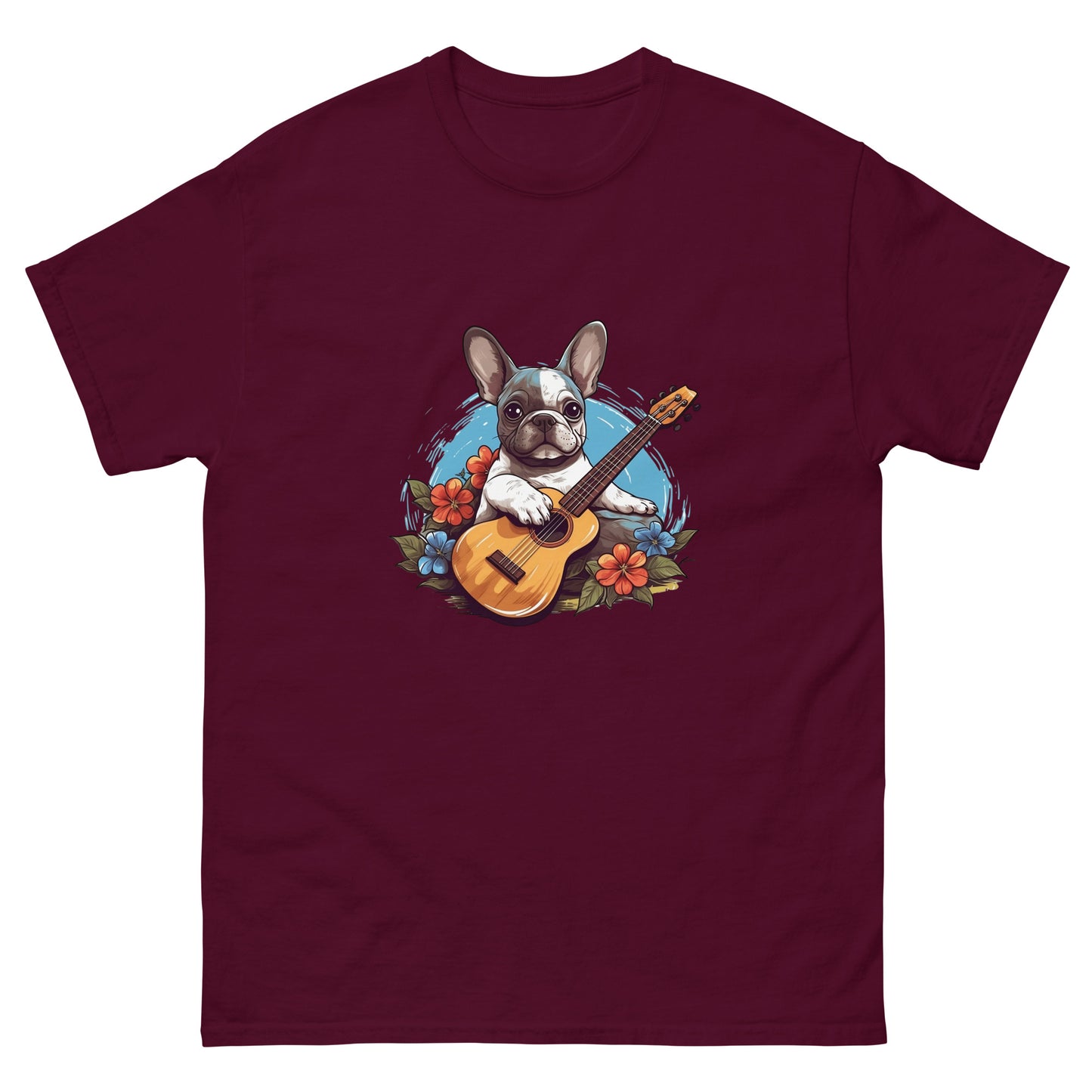 Hawaiian Ukulele Frenchie - Relaxing Graphic T-shirt