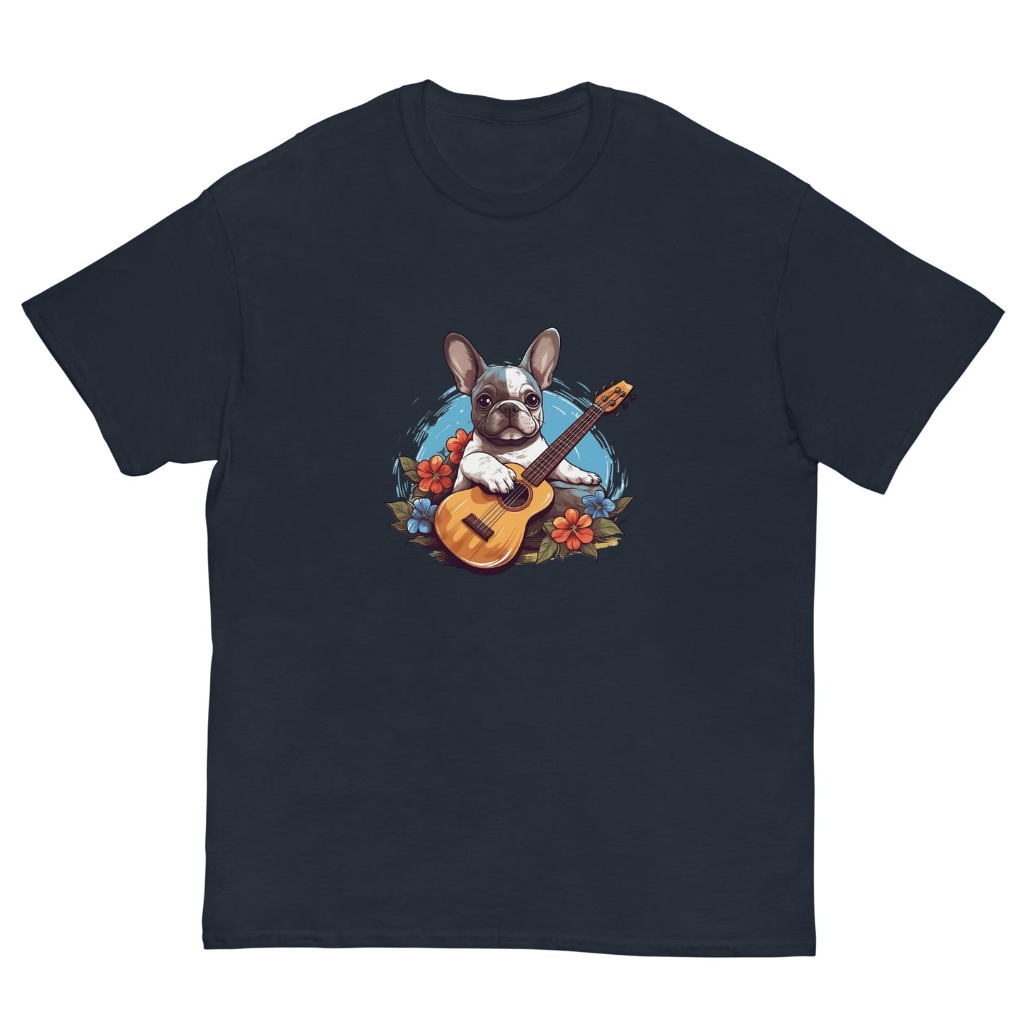 Hawaiian Ukulele Frenchie - Relaxing Graphic T-shirt