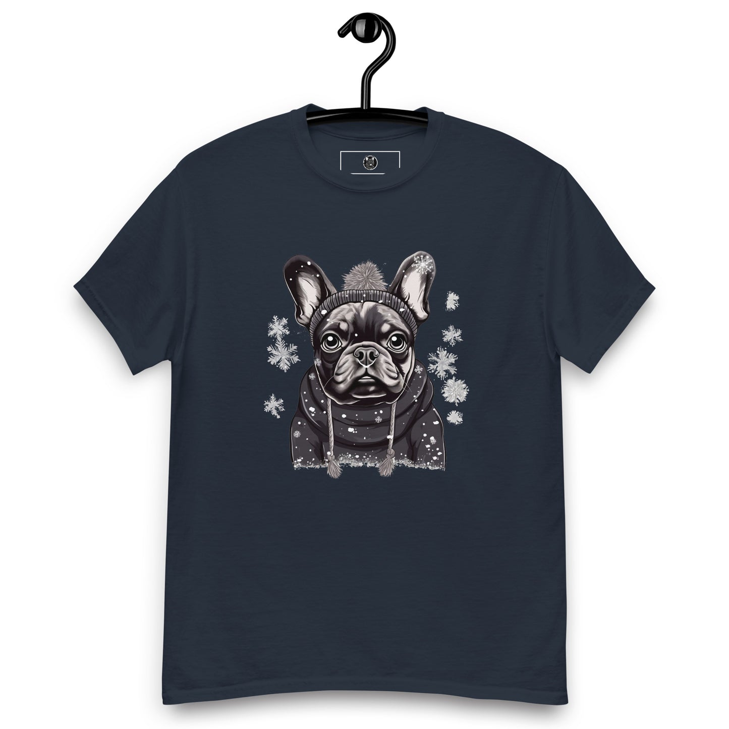 "Snowflake Serenity Frenchie" Unisex T-Shirt