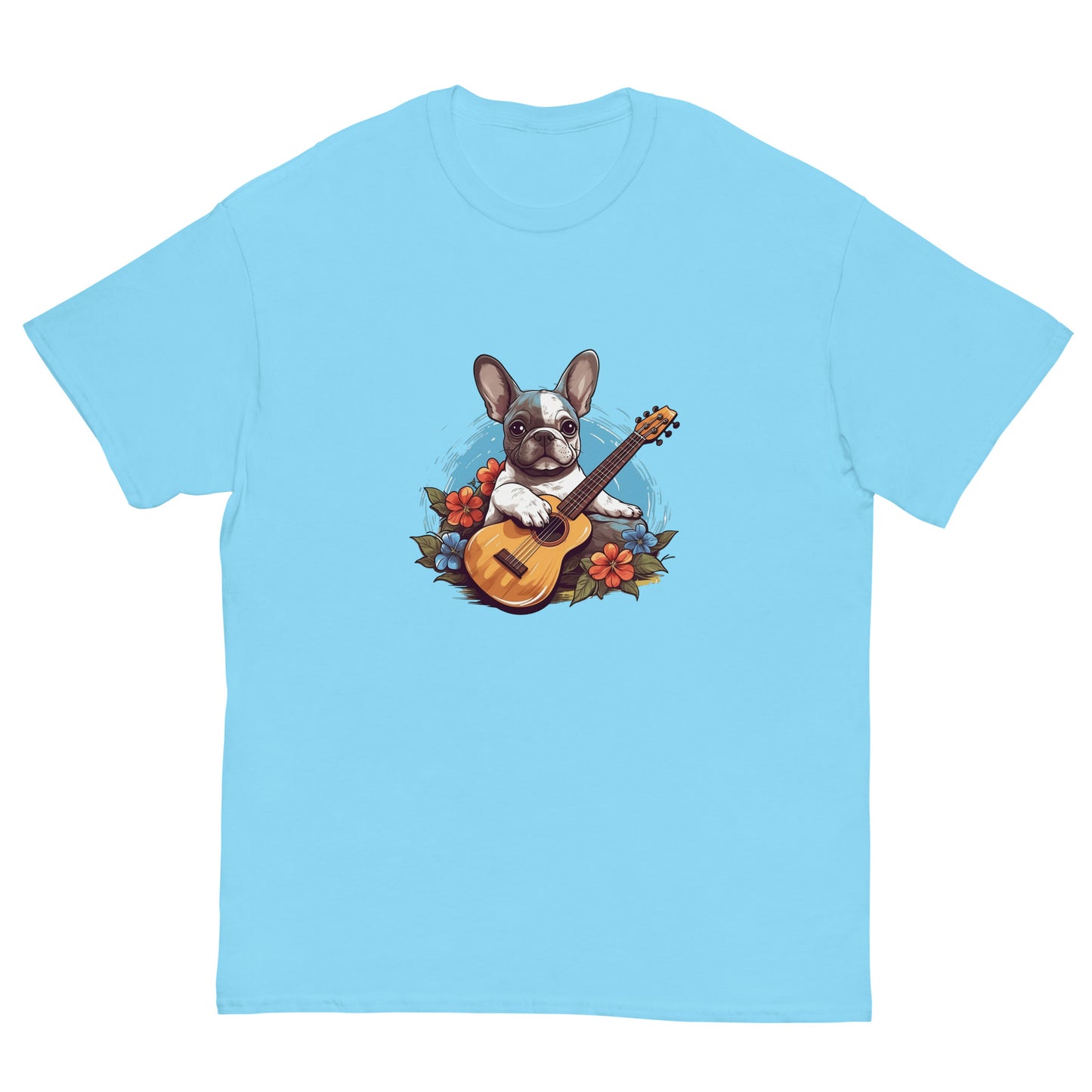 Hawaiian Ukulele Frenchie - Relaxing Graphic T-shirt