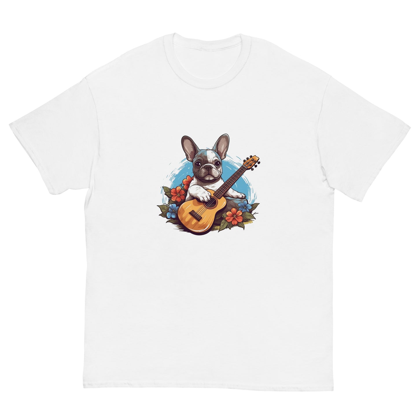 Hawaiian Ukulele Frenchie - Relaxing Graphic T-shirt