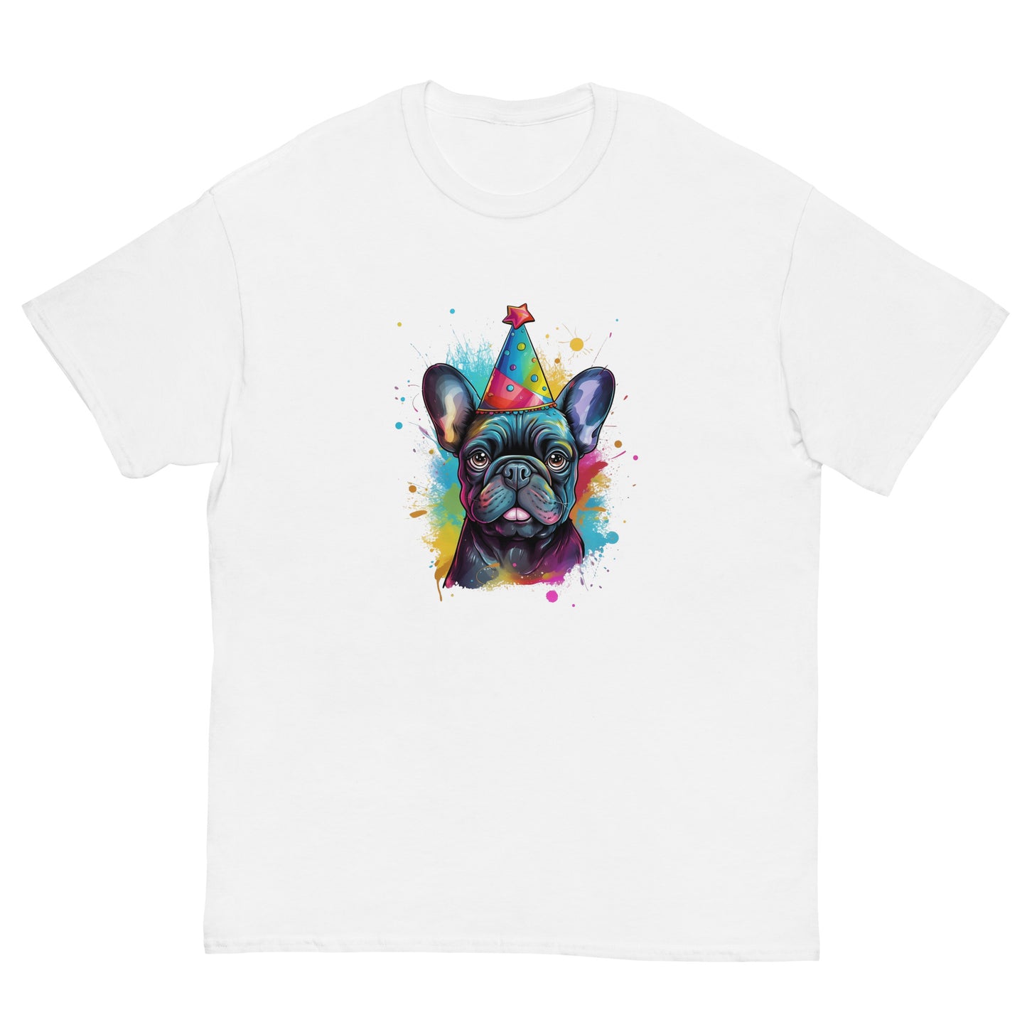 Festive Birthday Frenchie - Joyous Graphic T-shirt - Frenchie Emporium