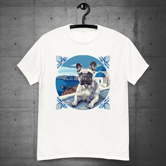 Serene Santorini Frenchie Unisex T-Shirt