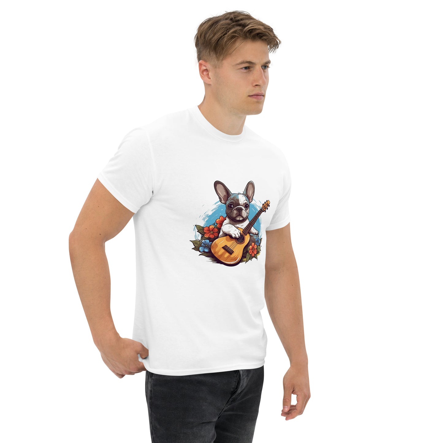 Hawaiian Ukulele Frenchie - Relaxing Graphic T-shirt - Frenchie Emporium