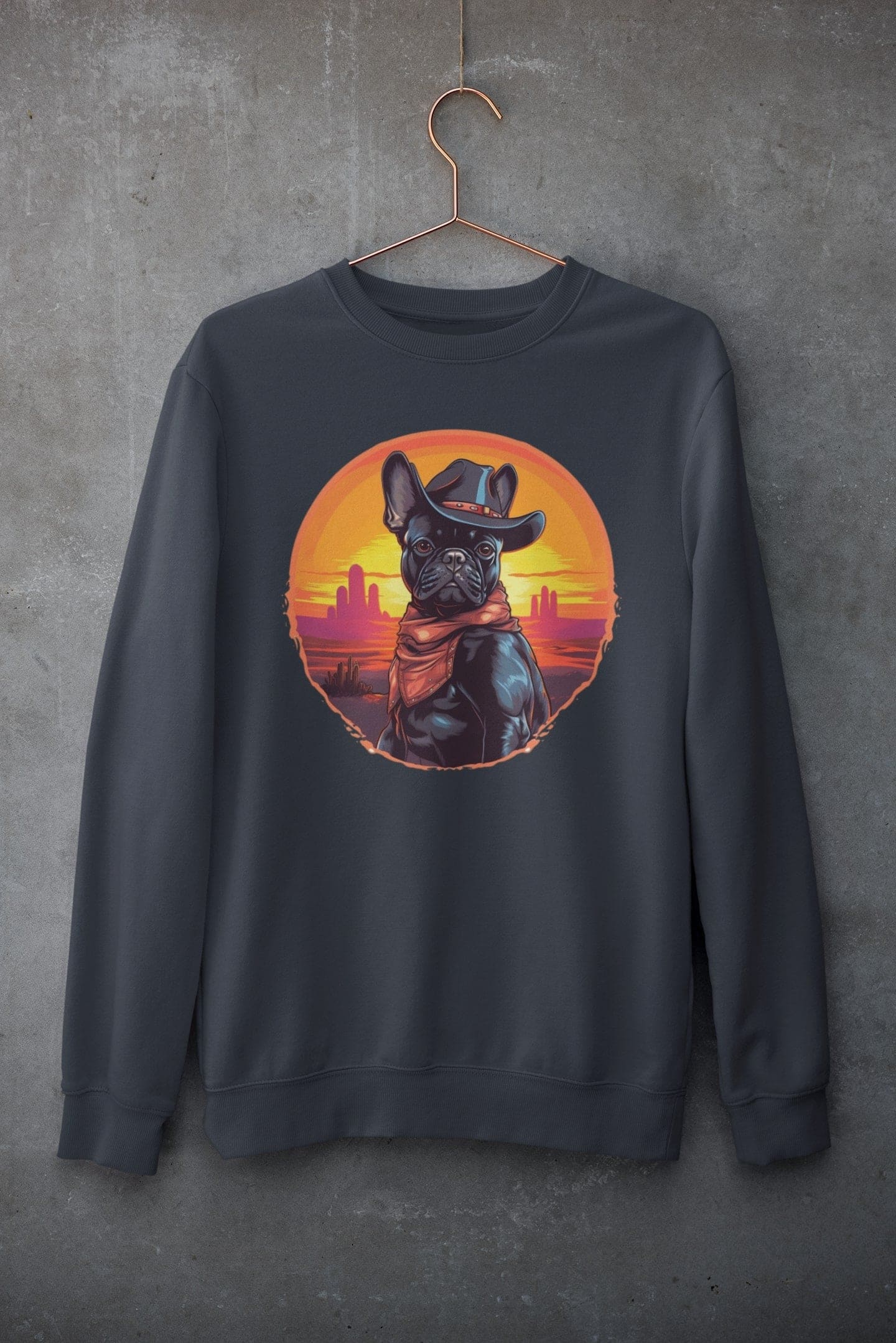 Wild West Cowboy Style Frenchie Unisex Sweater