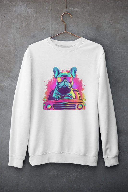 Cruisin' Canines: French Bulldog on Wheels Unisex Sweater