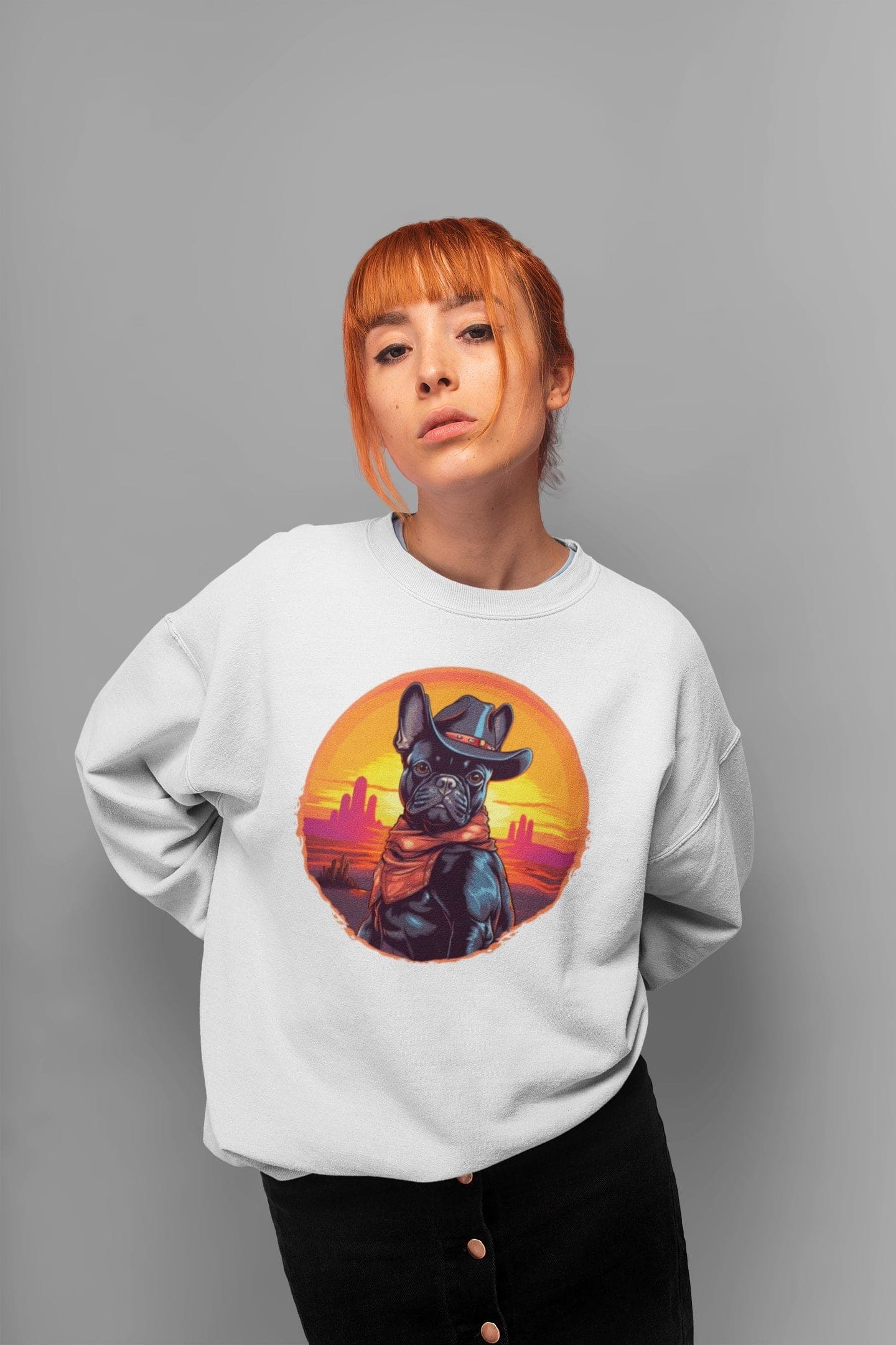 Wild West Cowboy Style Frenchie Unisex Sweater