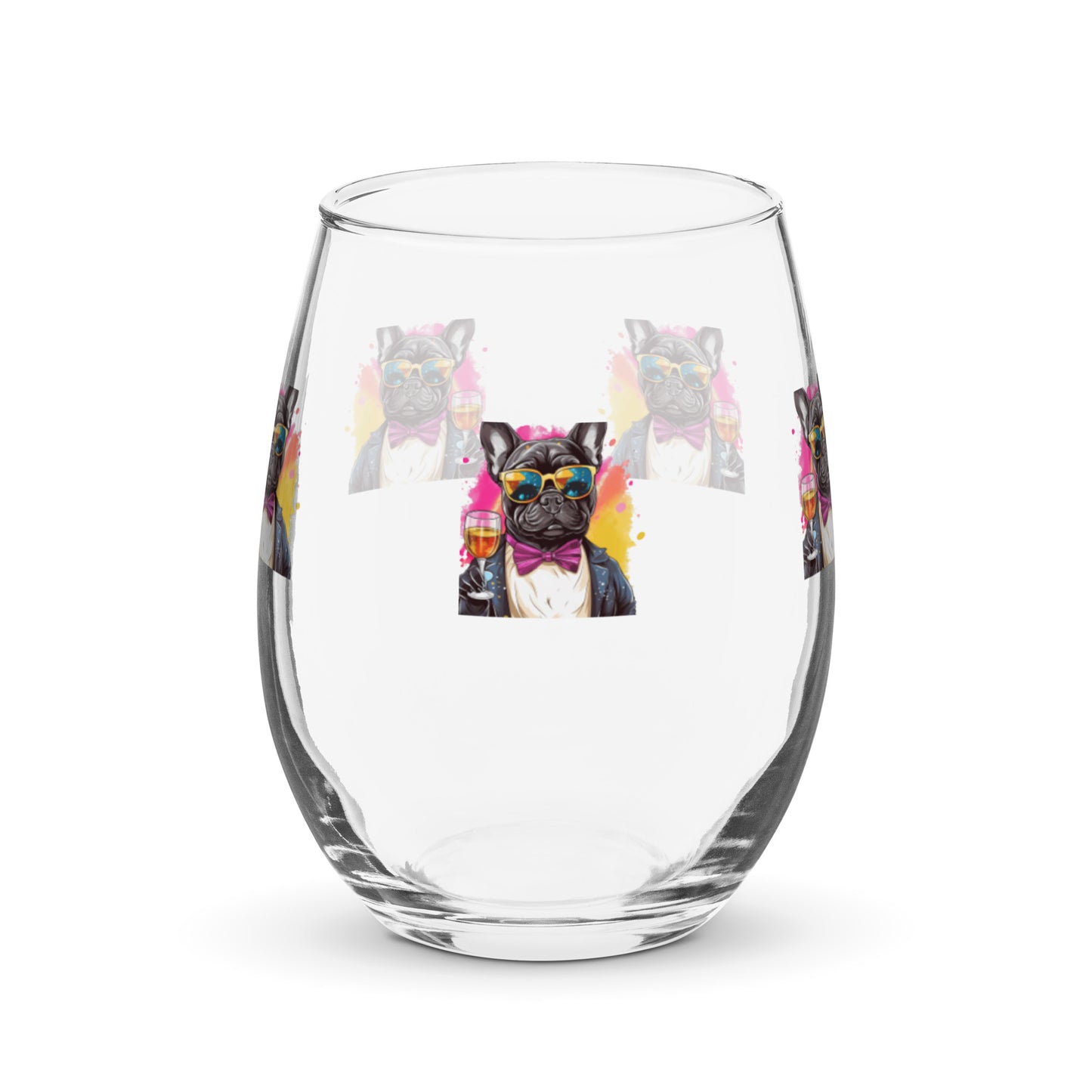 Frenchie Cheers!  wine glass