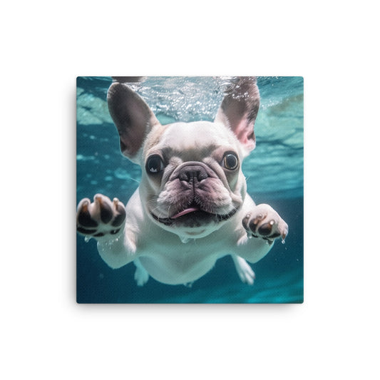 Underwater Frenchie - Homage to Rock Immortality canvas