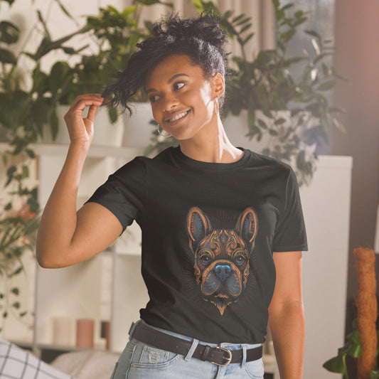 Indigo French Bulldog Short-Sleeve Unisex T-Shirt - Frenchie Emporium