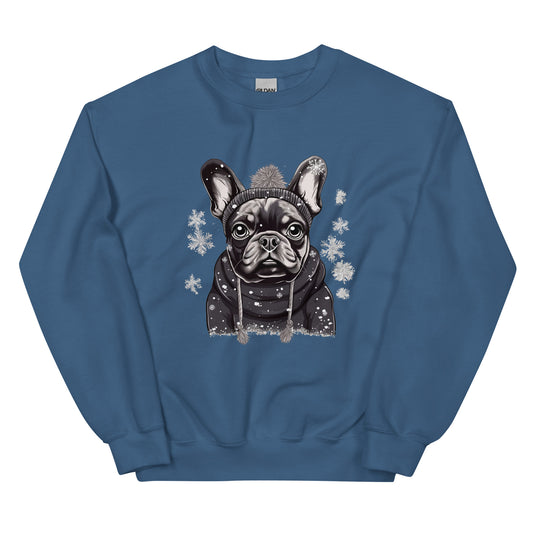 "Snowflake Serenity Frenchie" - Unisex Sweatshirt - Frenchie Emporium