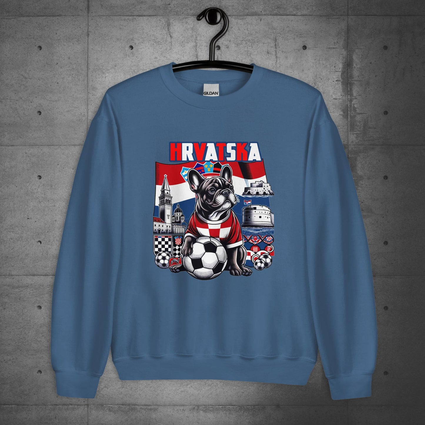 Frenchie Croatia -Hrvatska Football Fan Unisex Sweater
