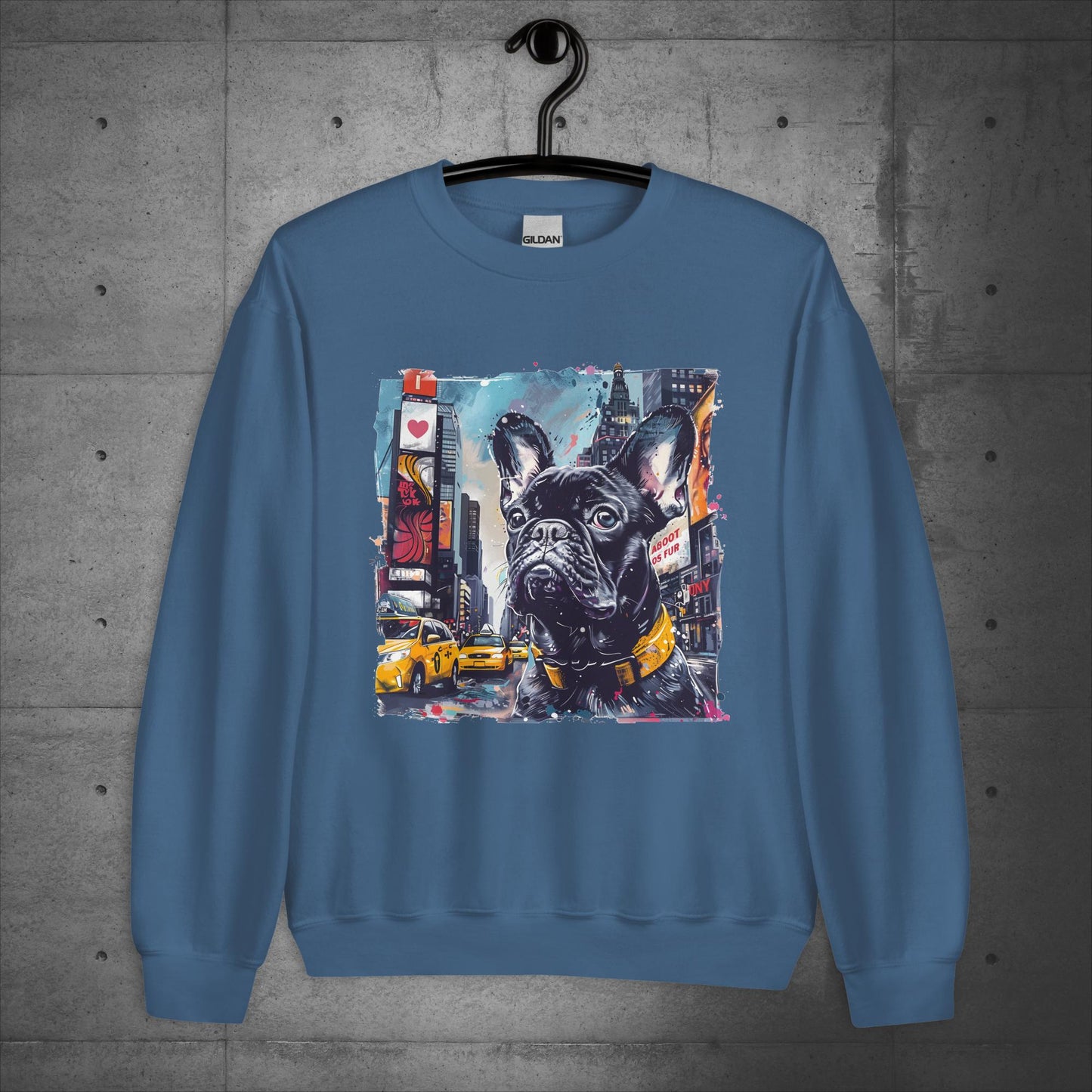 Vibrant Times Square Frenchie - Unisex Sweatshirt/Sweatshirt