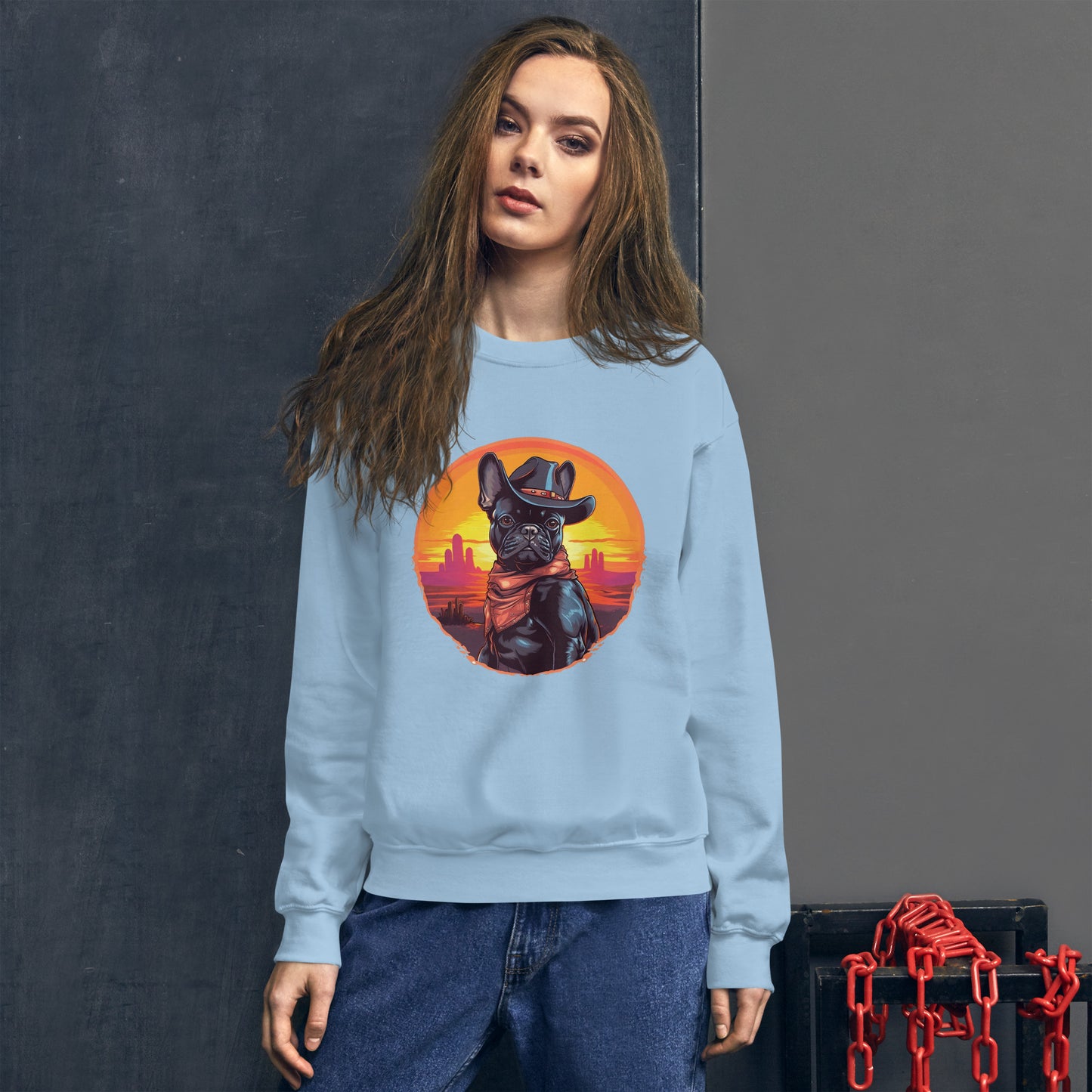 Wild West Cowboy Style Frenchie Unisex Sweater