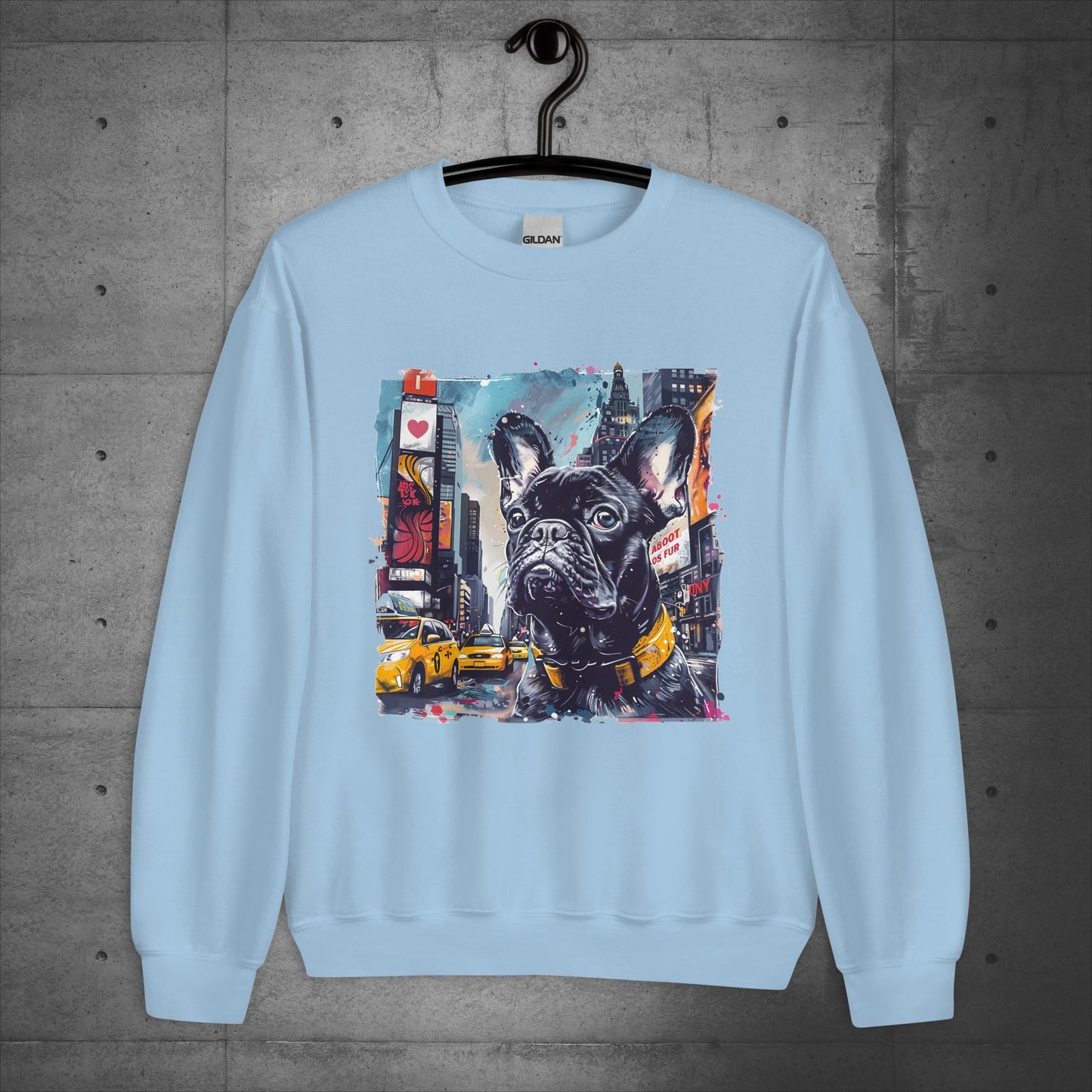 Vibrant Times Square Frenchie - Unisex Sweatshirt/Sweatshirt - Frenchie Emporium