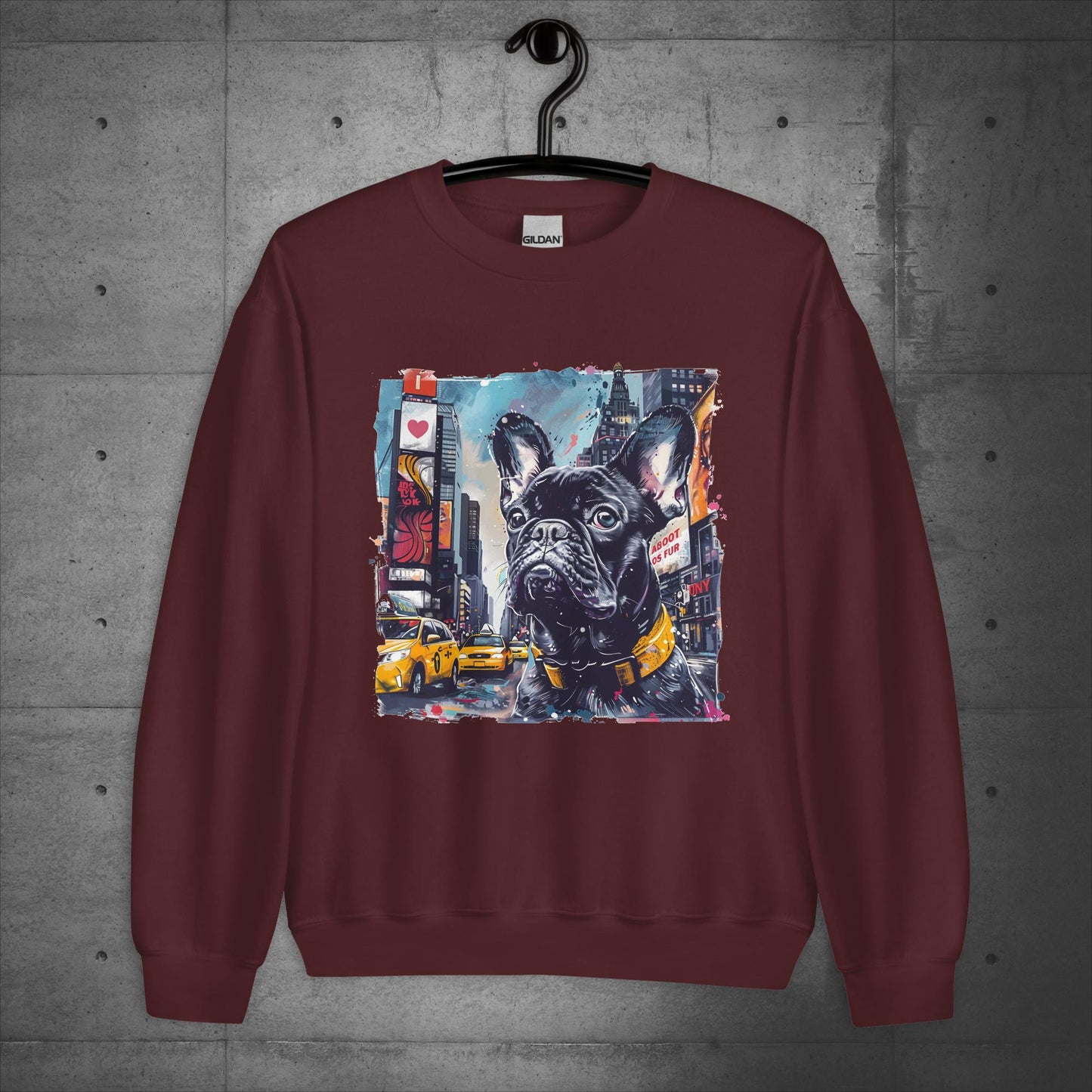 Vibrant Times Square Frenchie - Unisex Sweatshirt/Sweatshirt - Frenchie Emporium