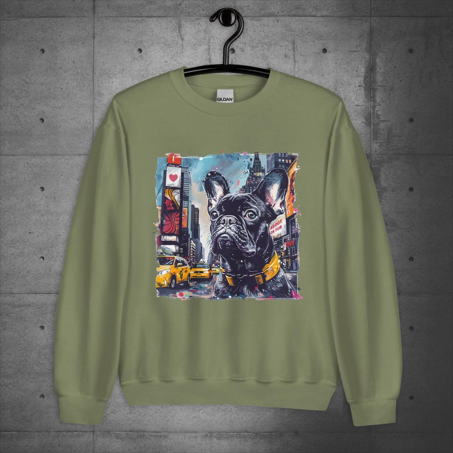 Vibrant Times Square Frenchie - Unisex Sweatshirt/Sweatshirt