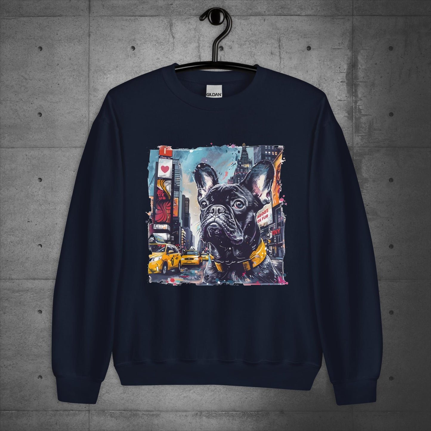 Vibrant Times Square Frenchie - Unisex Sweatshirt/Sweatshirt