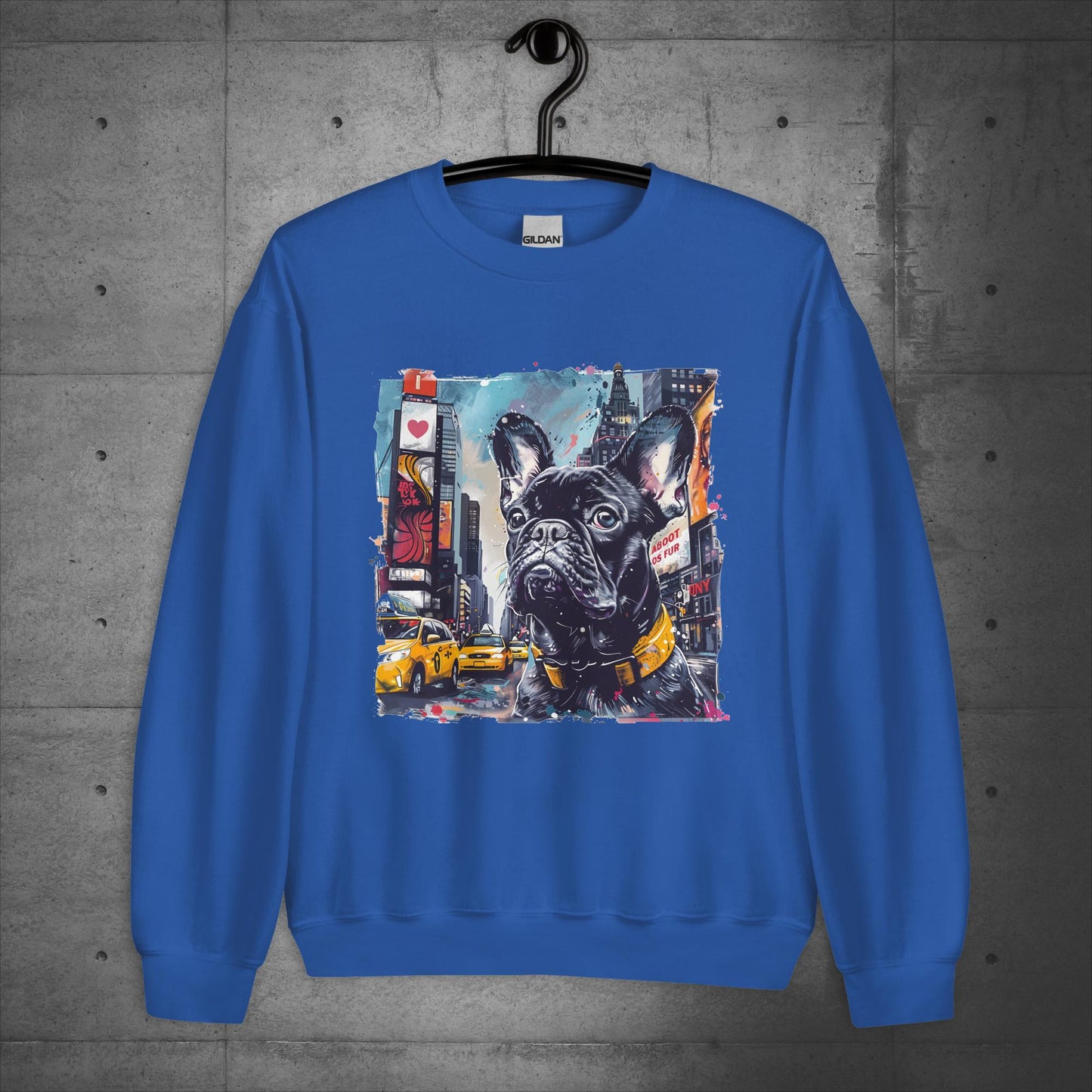 Vibrant Times Square Frenchie - Unisex Sweatshirt/Sweatshirt - Frenchie Emporium