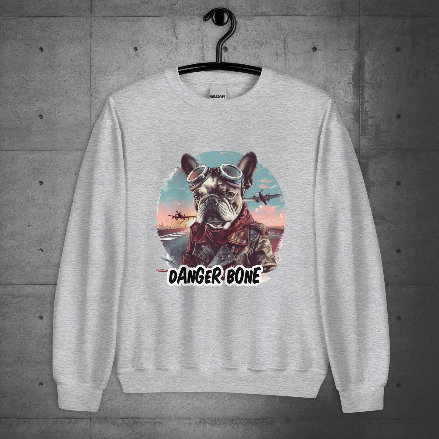 Frenchie Danger Bone Unisex Sweatshirt