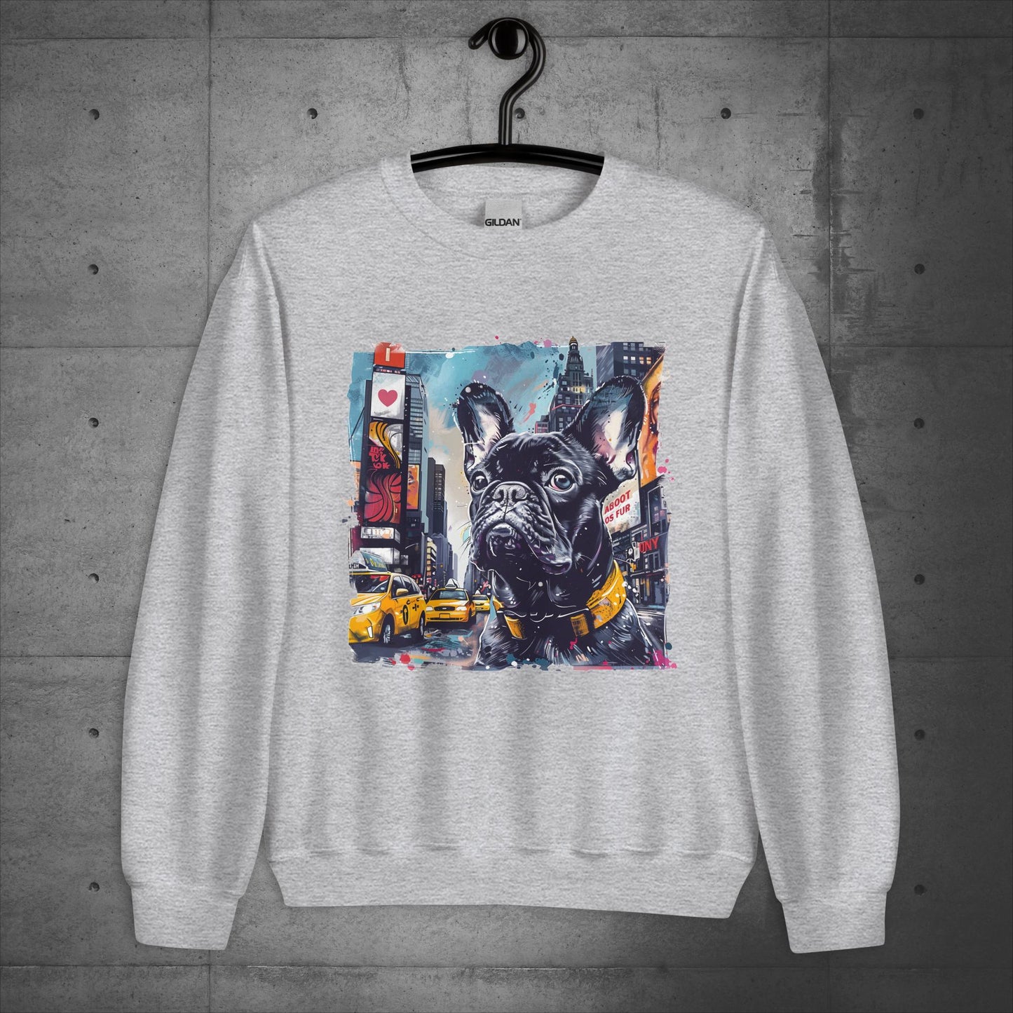 Vibrant Times Square Frenchie - Unisex Sweatshirt/Sweatshirt