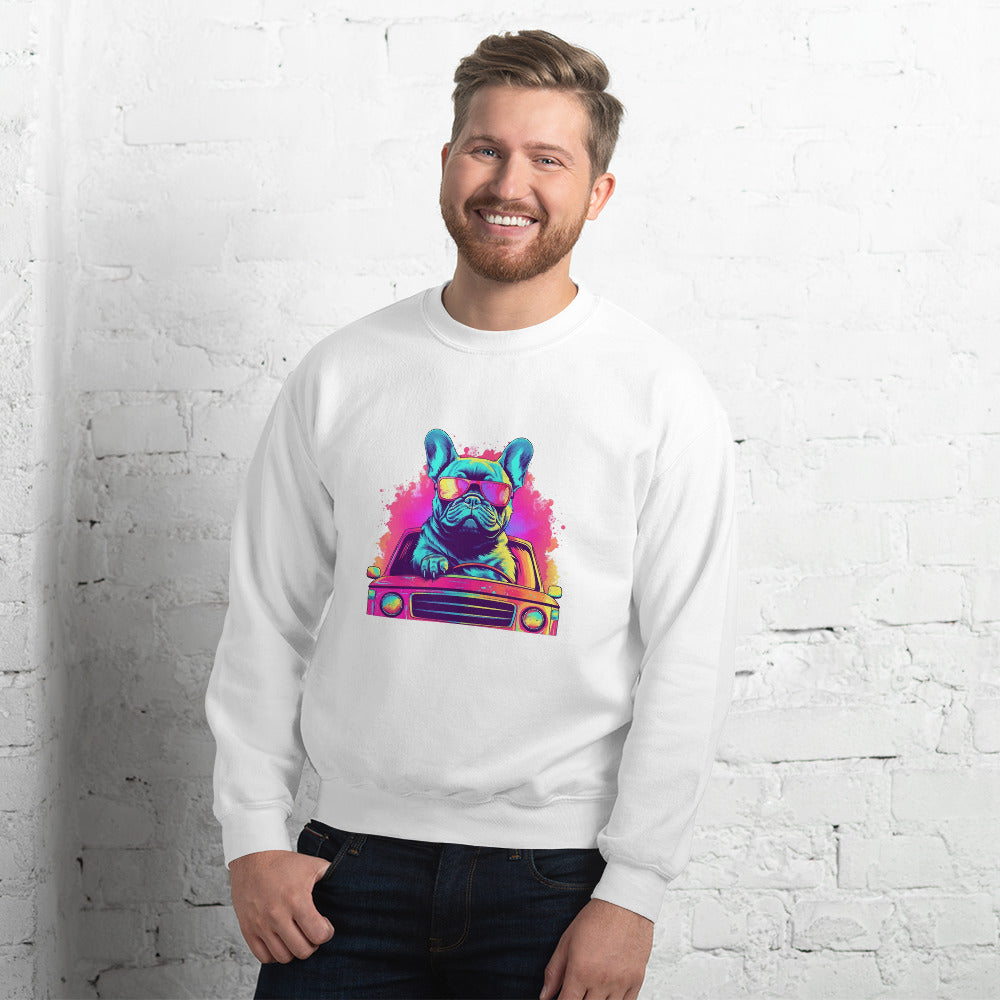 Cruisin' Canines: French Bulldog on Wheels Unisex Sweater