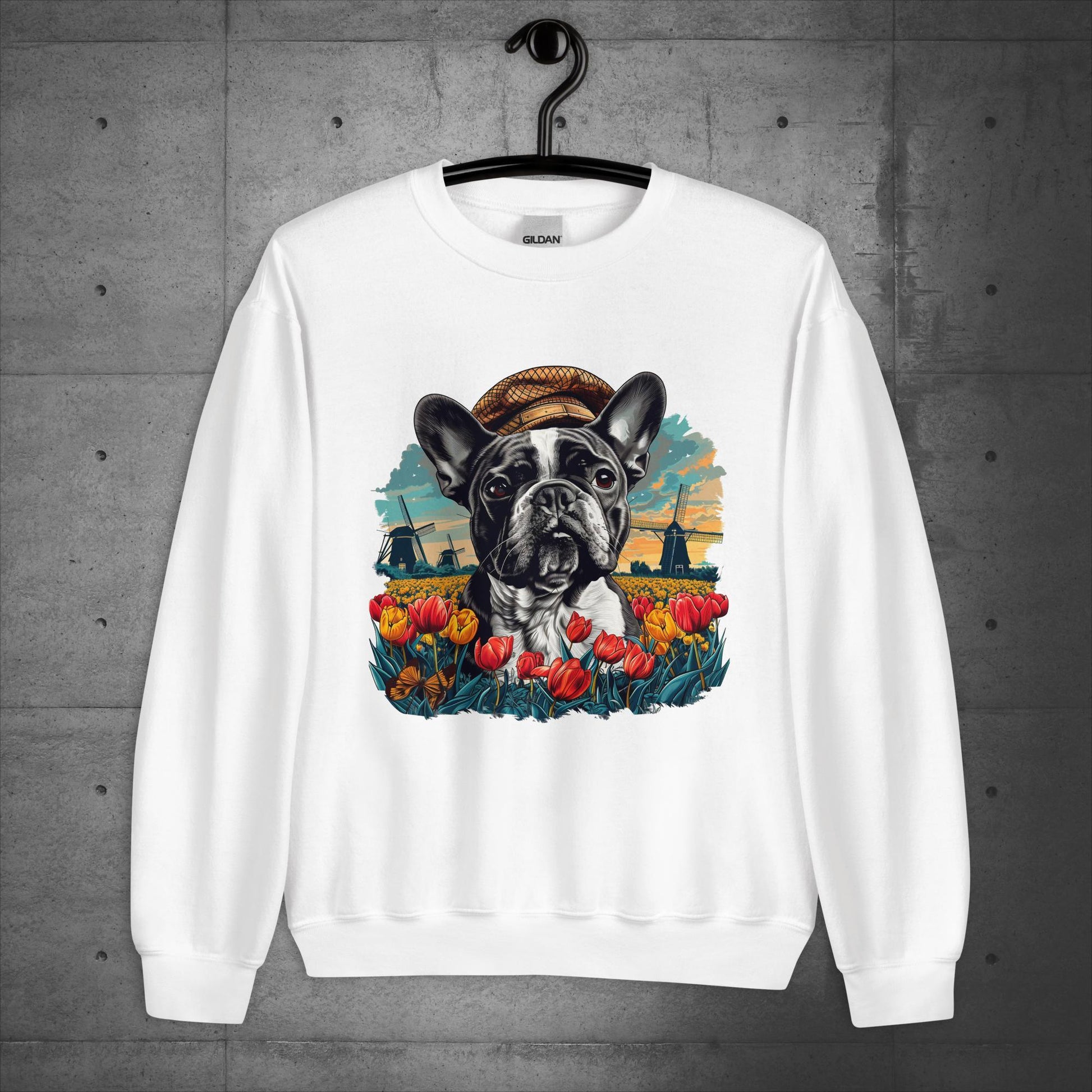 Tulip Field Frenchie - Unisex Sweater/Sweatshirt - Frenchie Emporium