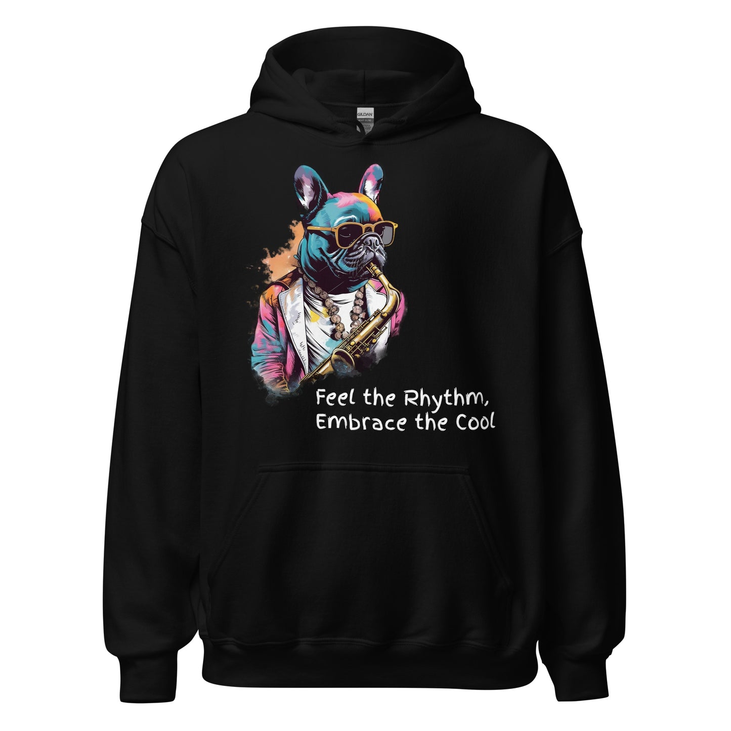 Jazzy Frenchie Saxophonist Unisex Hoodie