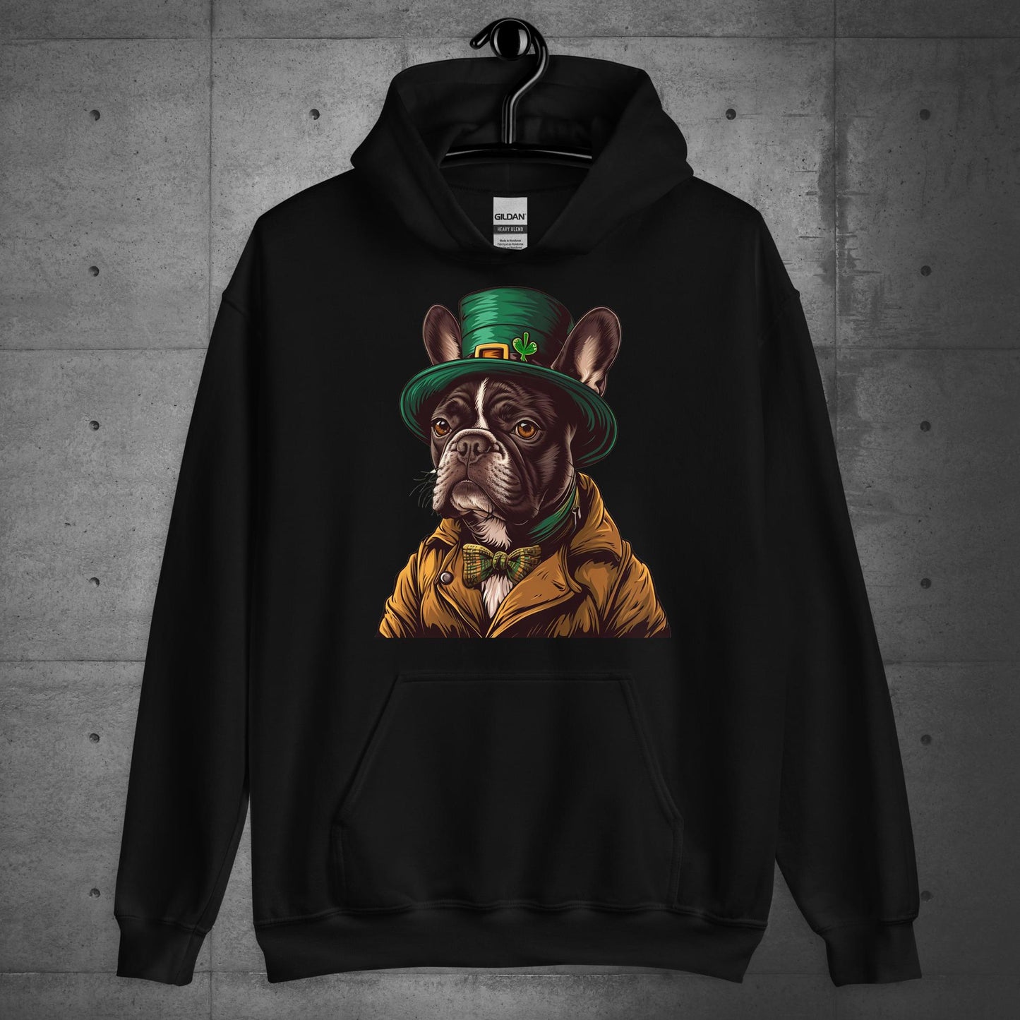 Elegant Frenchie Leprechaun" Unisex Hoodie,