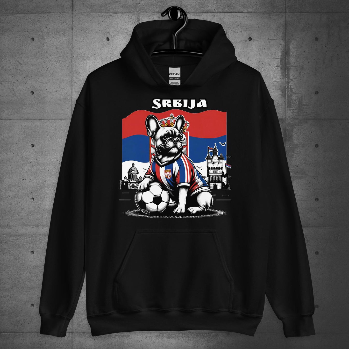 Frenchie Serbia Football Unisex Hoodie.