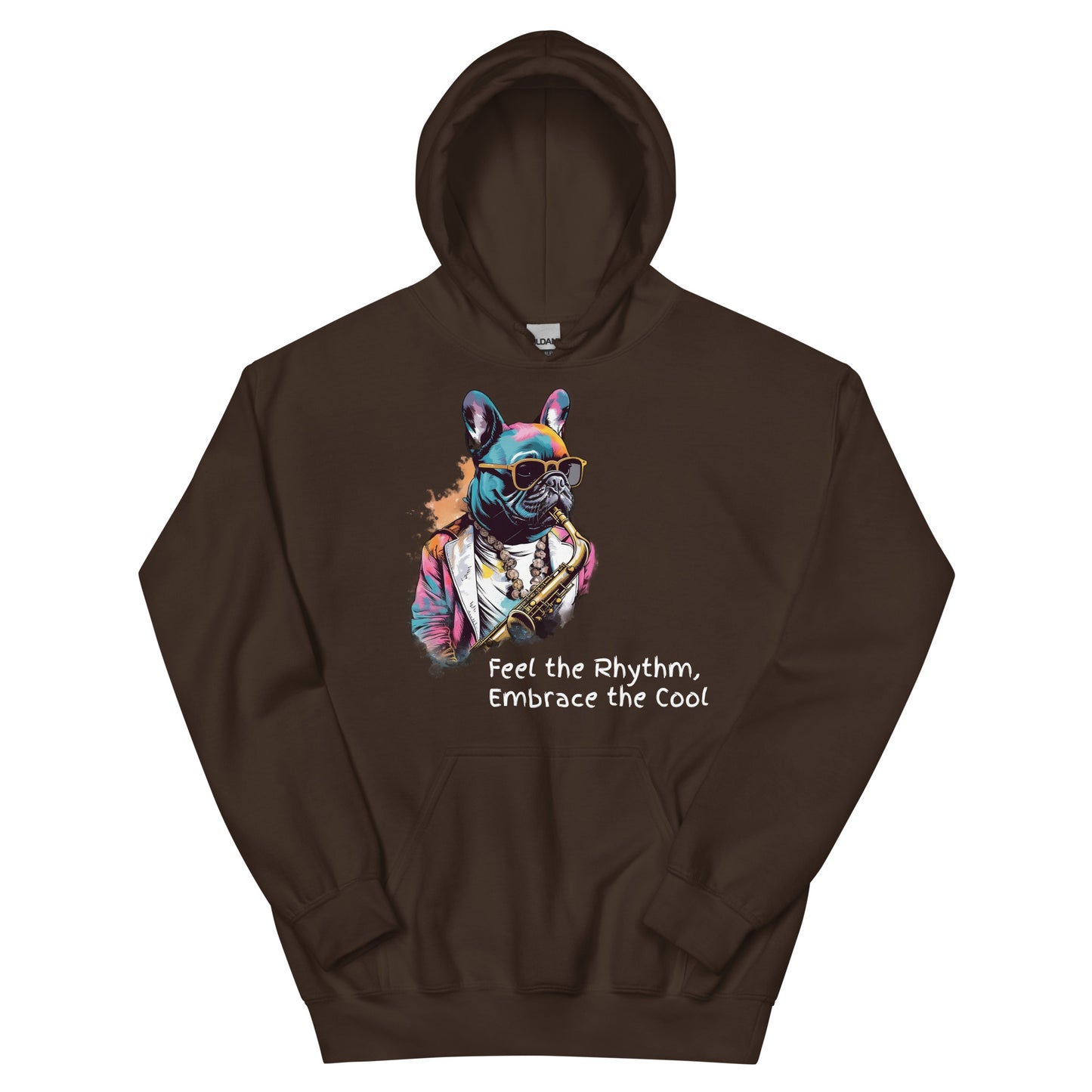 Jazzy Frenchie Saxophonist Unisex Hoodie