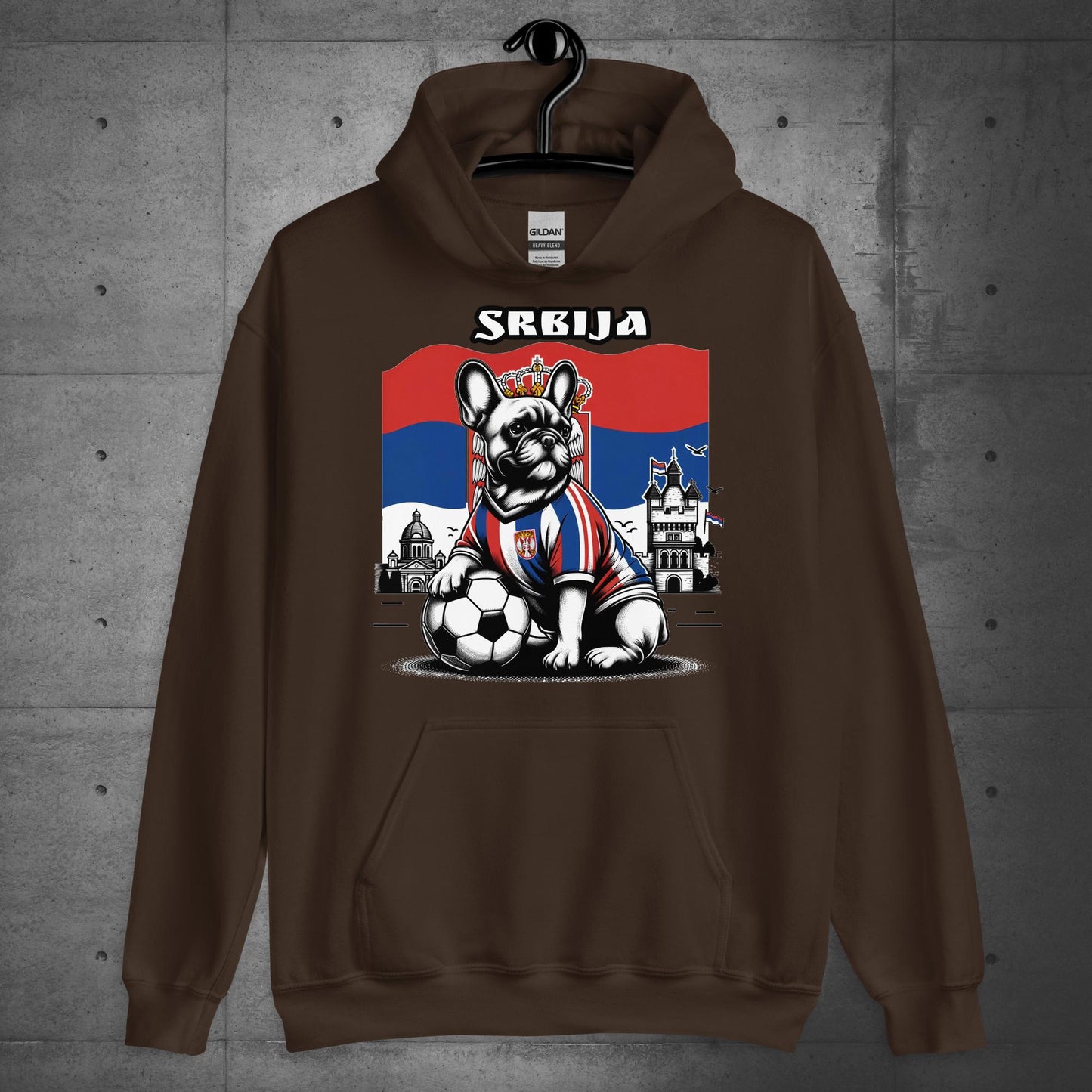 Frenchie Serbia Football Unisex Hoodie.