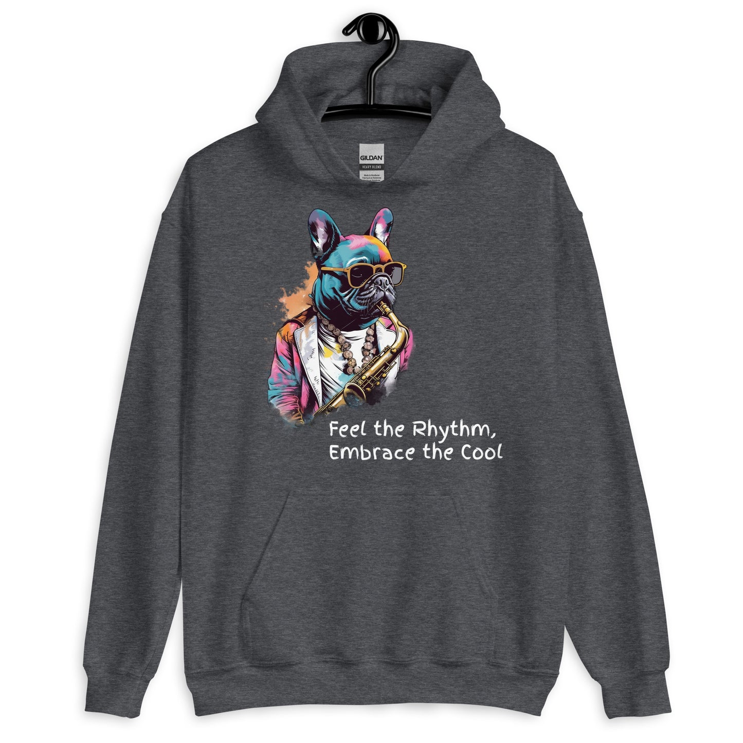 Jazzy Frenchie Saxophonist Unisex Hoodie