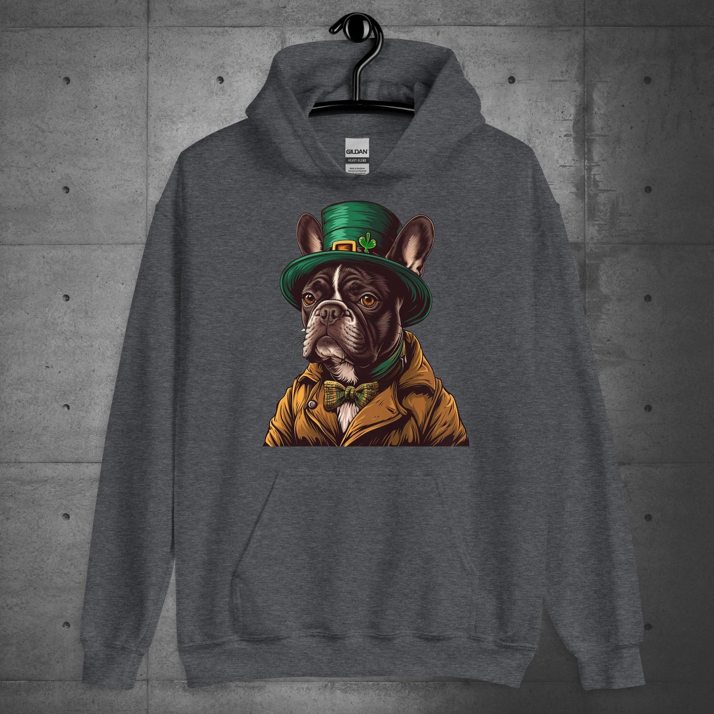 Elegant Frenchie Leprechaun" Unisex Hoodie,