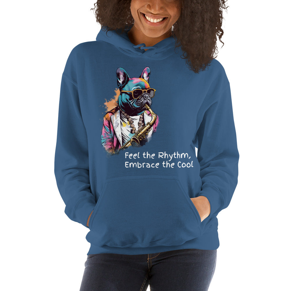 Jazzy Frenchie Saxophonist Unisex Hoodie