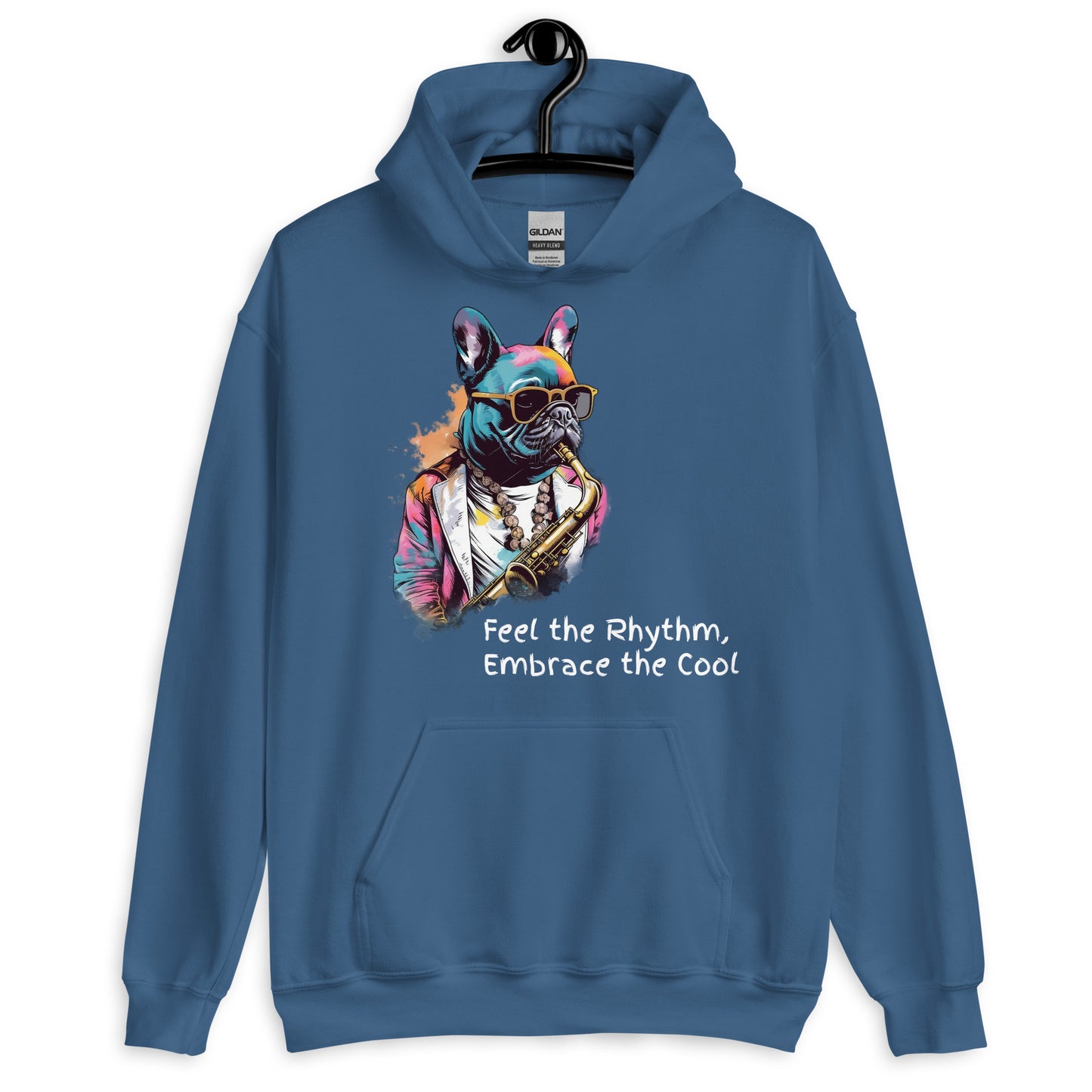 Jazzy Frenchie Saxophonist Unisex Hoodie