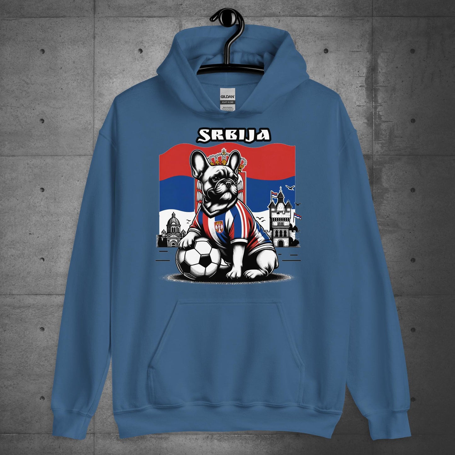 Frenchie Serbia Football Unisex Hoodie.