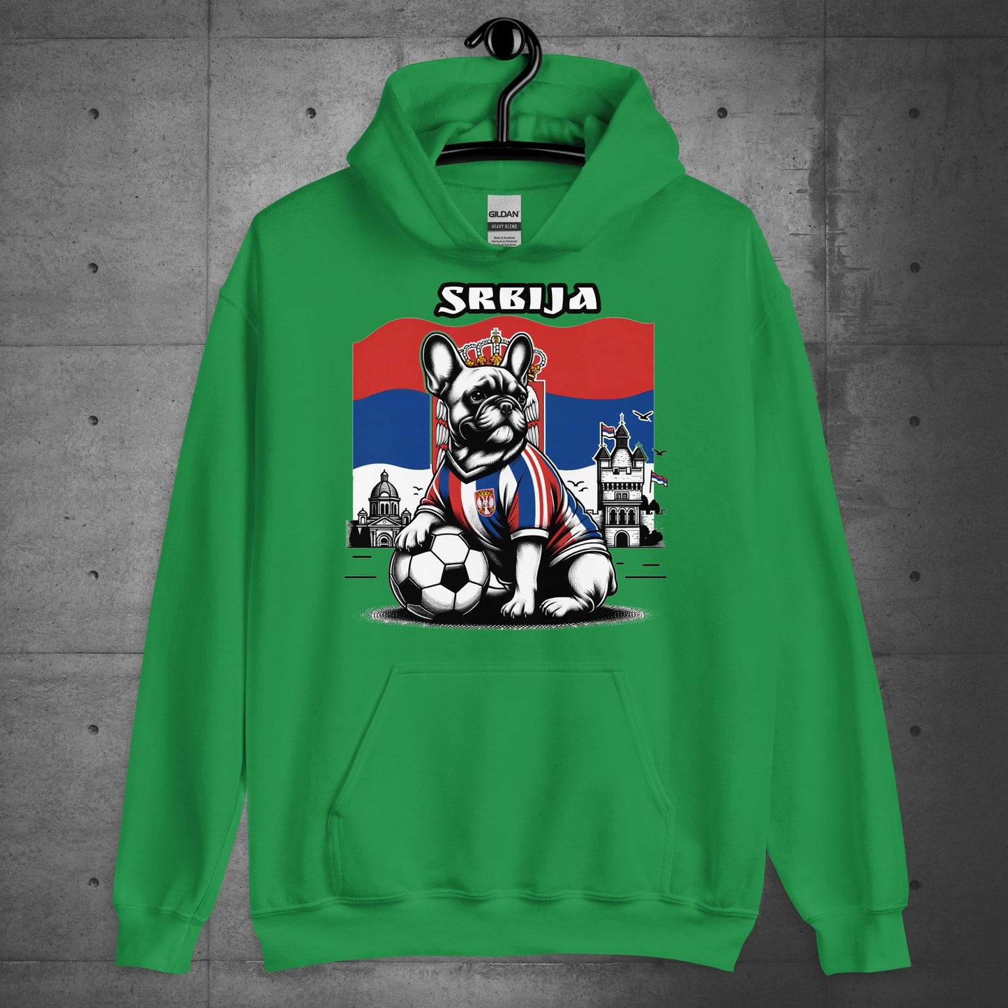 Frenchie Serbia Football Unisex Hoodie.