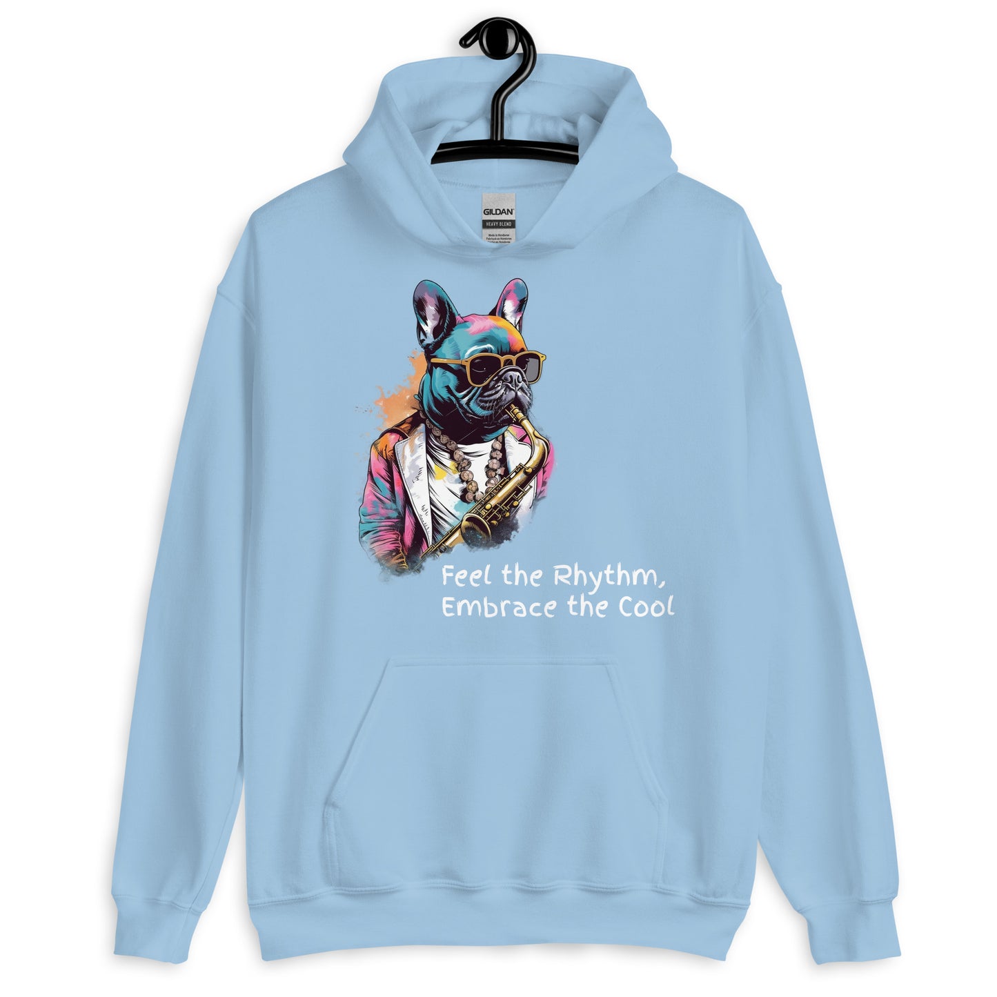 Jazzy Frenchie Saxophonist Unisex Hoodie