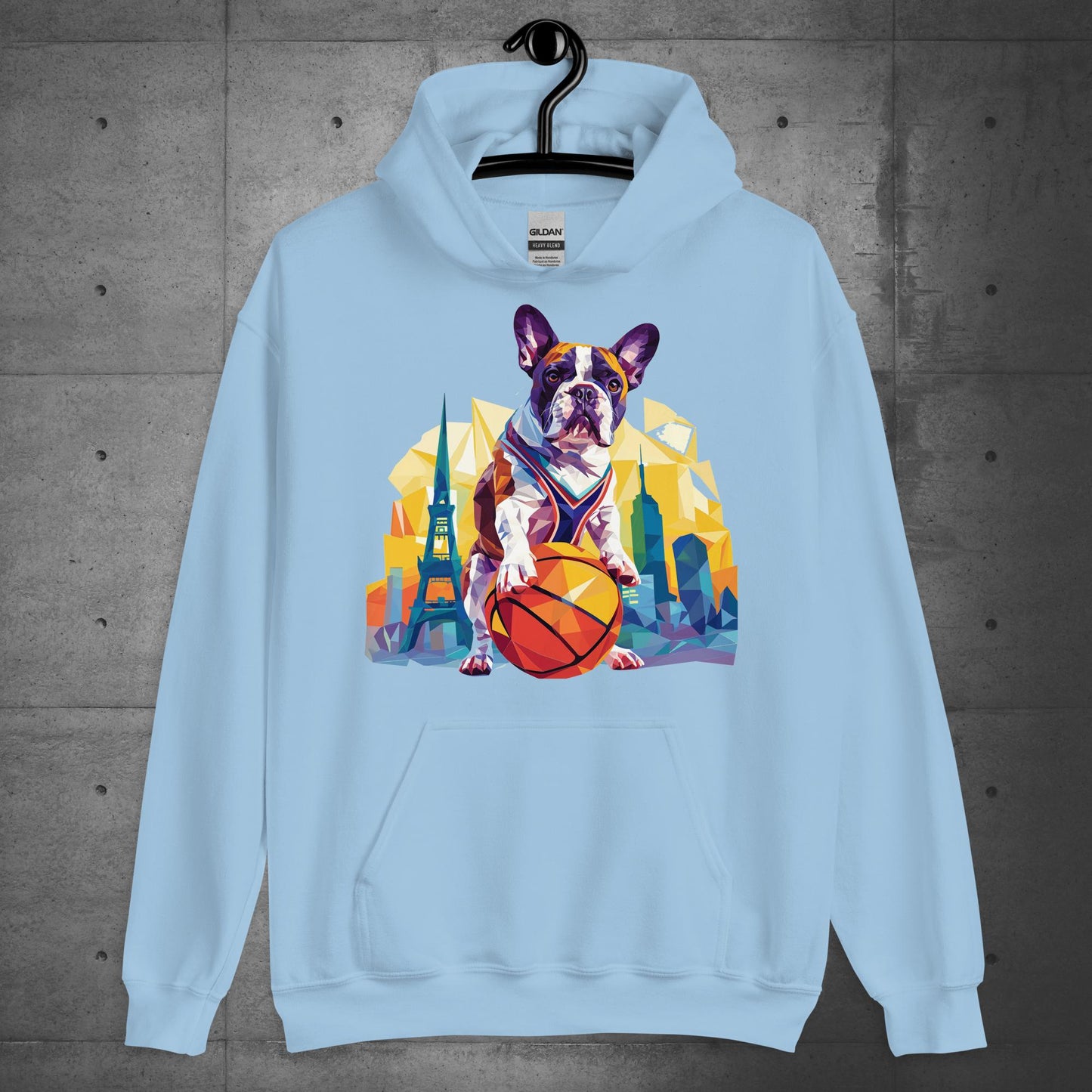 Frenchie Hoops Hound in the City Unisex Hoodie