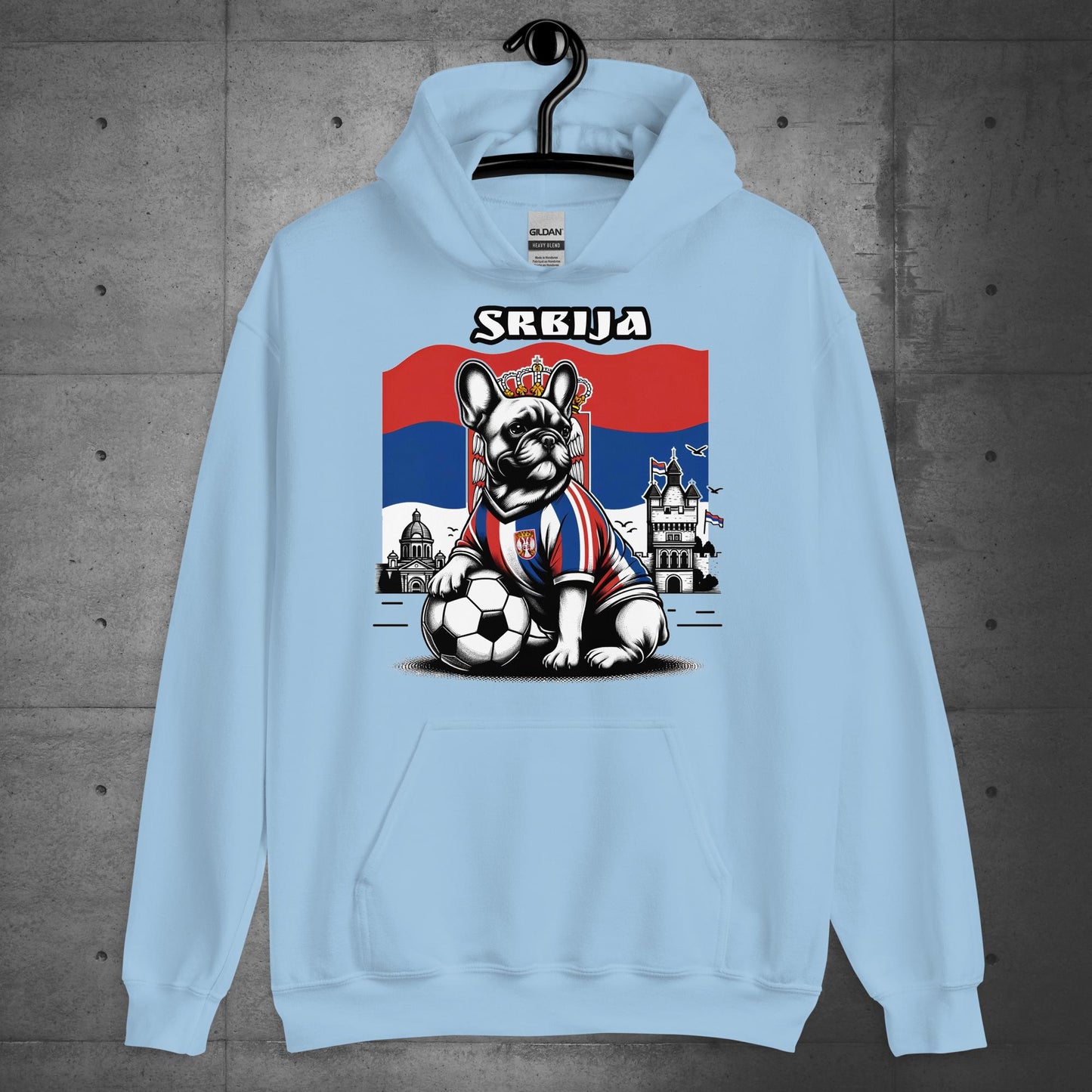 Frenchie Serbia Football Unisex Hoodie.