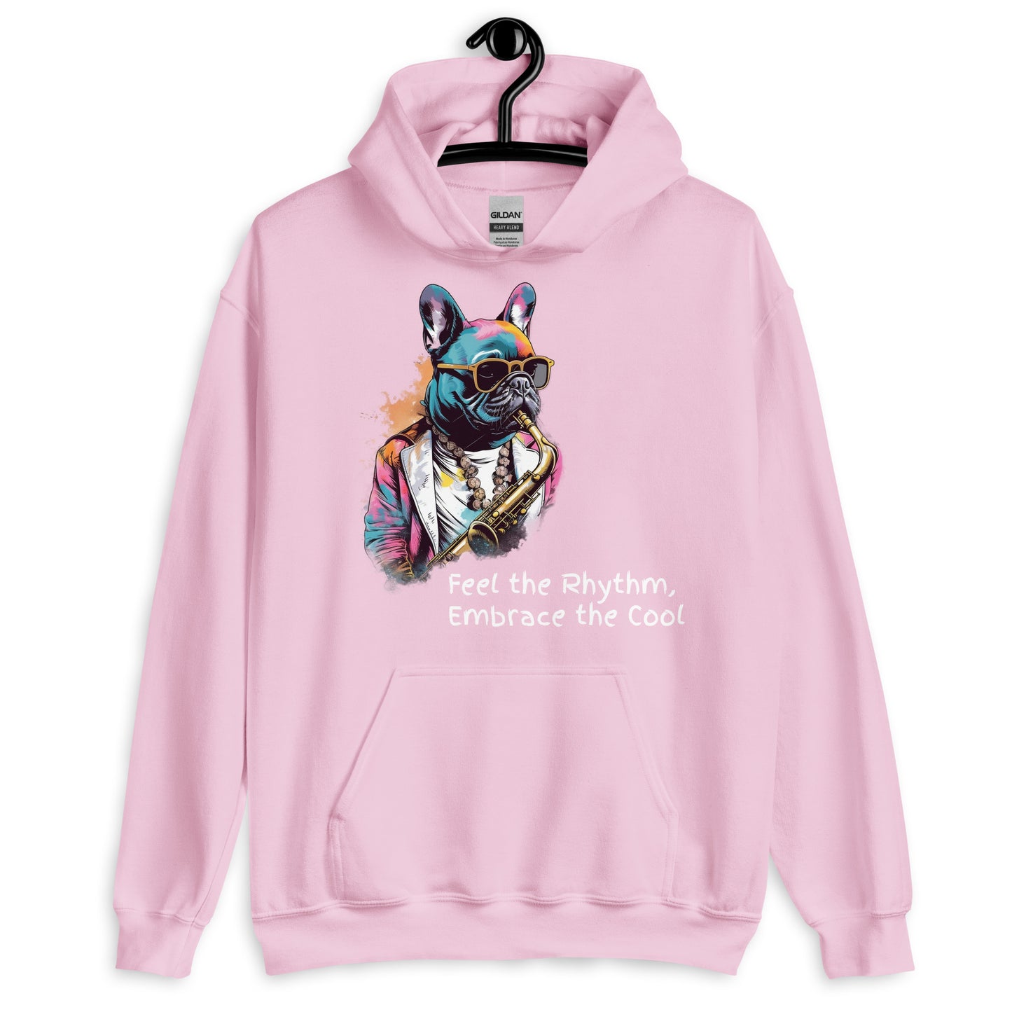 Jazzy Frenchie Saxophonist Unisex Hoodie