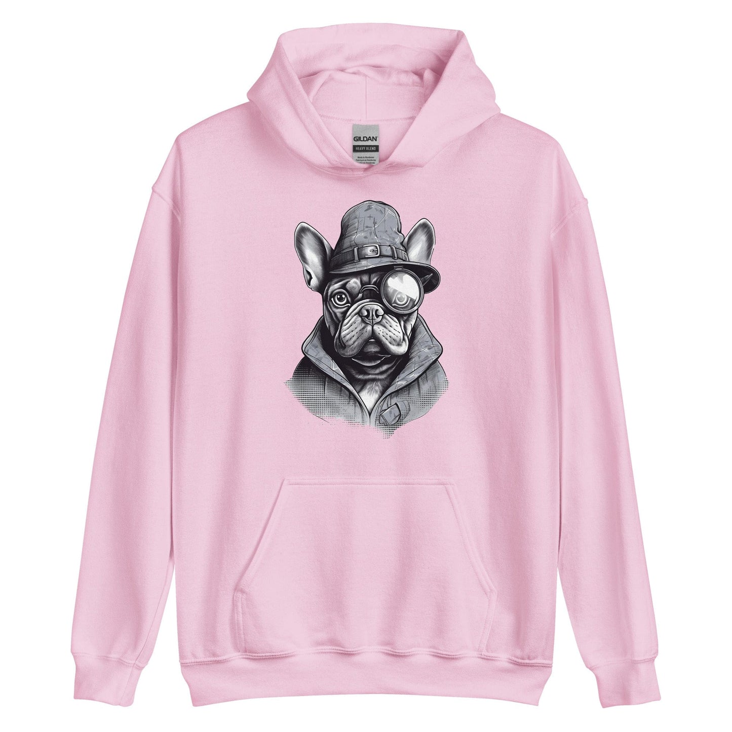 Frenchie Monocle: Stylish Canine Fashion with a Touch of Sophistication - Unisex Hoodie - Frenchie Emporium