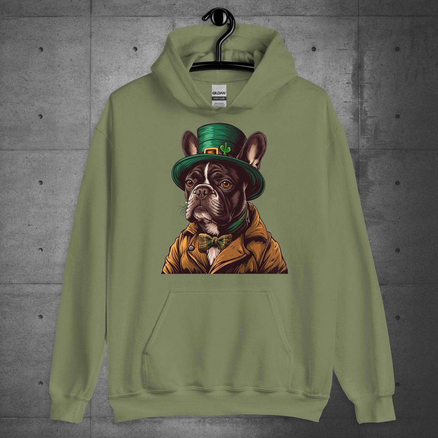 Elegant Frenchie Leprechaun" Unisex Hoodie,