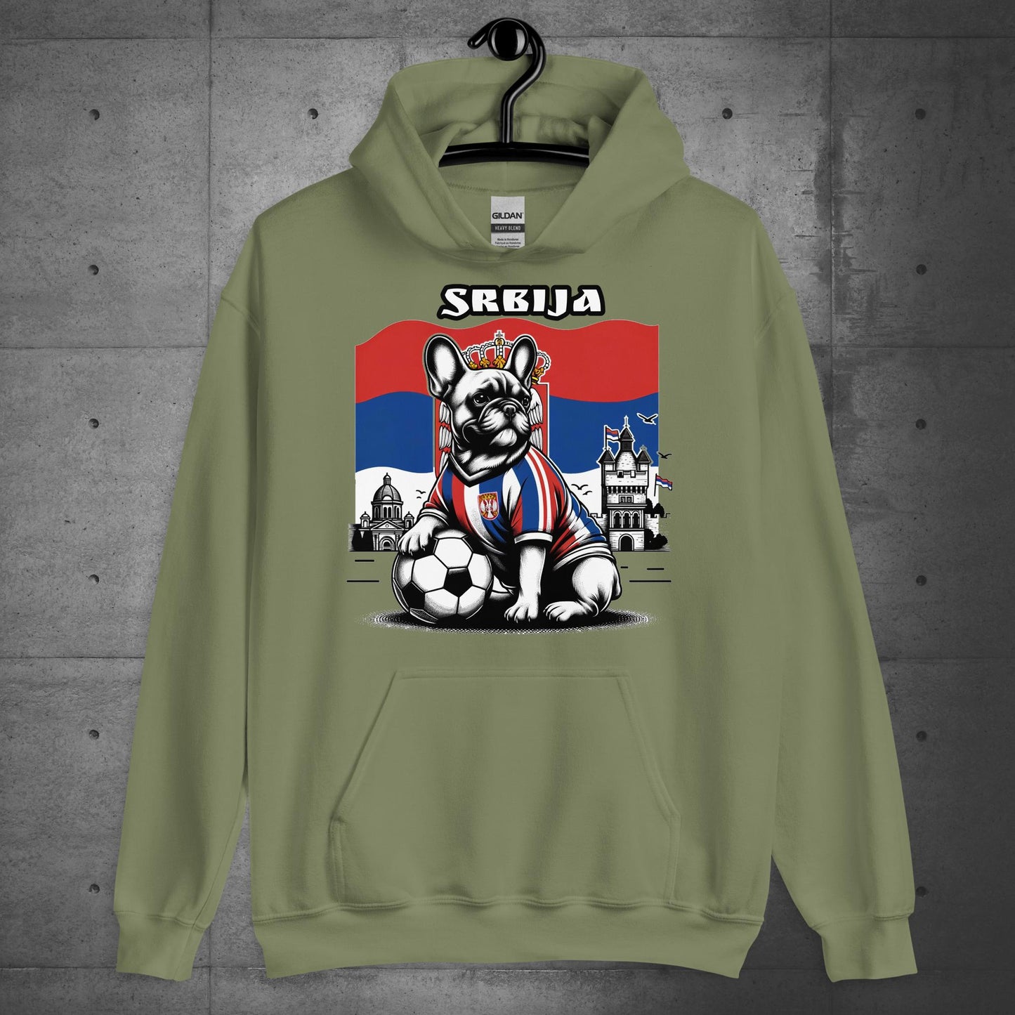 Frenchie Serbia Football Unisex Hoodie.