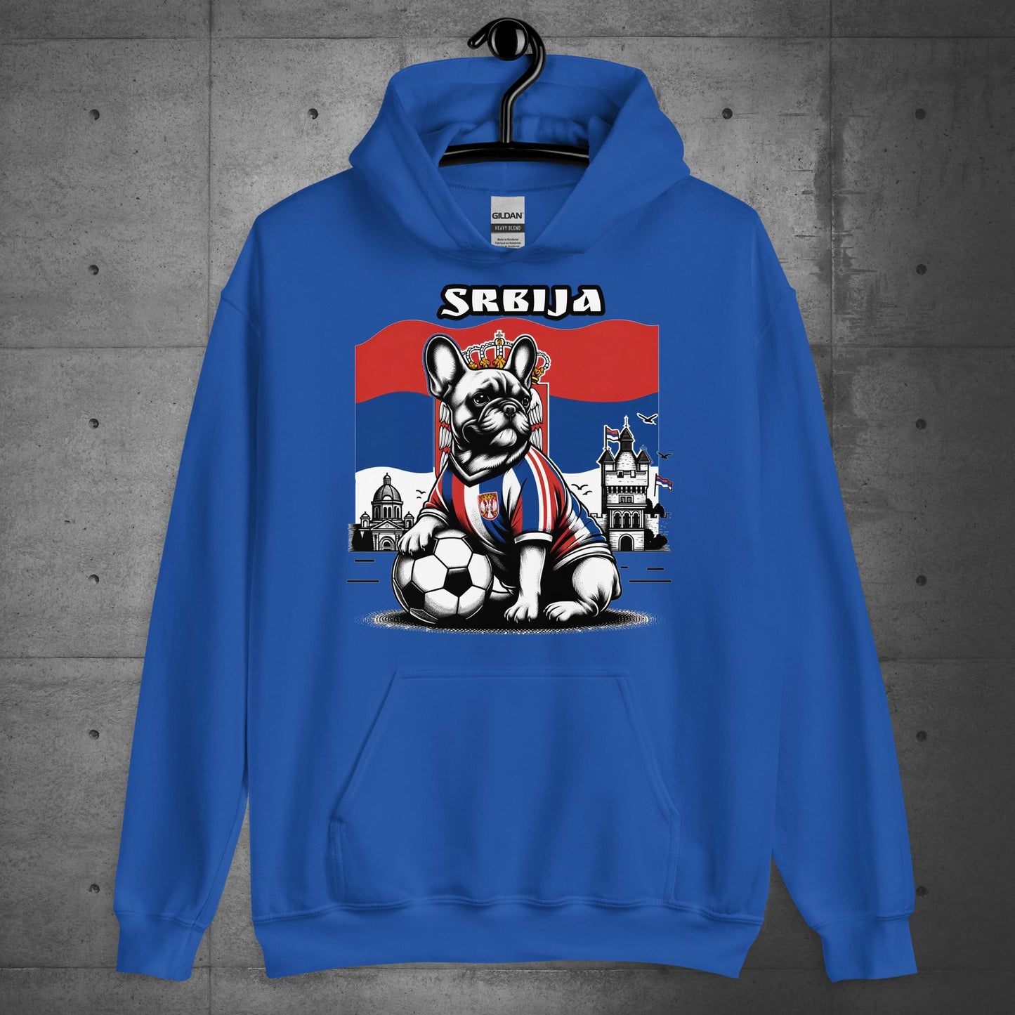 Frenchie Serbia Football Unisex Hoodie.