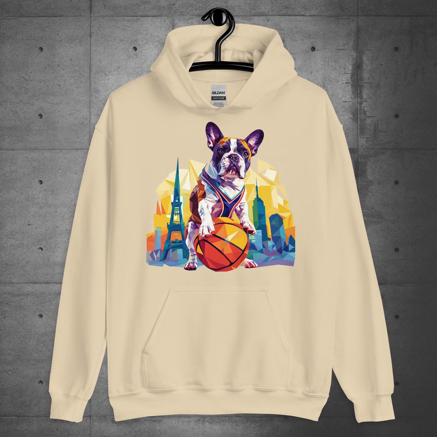 Frenchie Hoops Hound in the City Unisex Hoodie