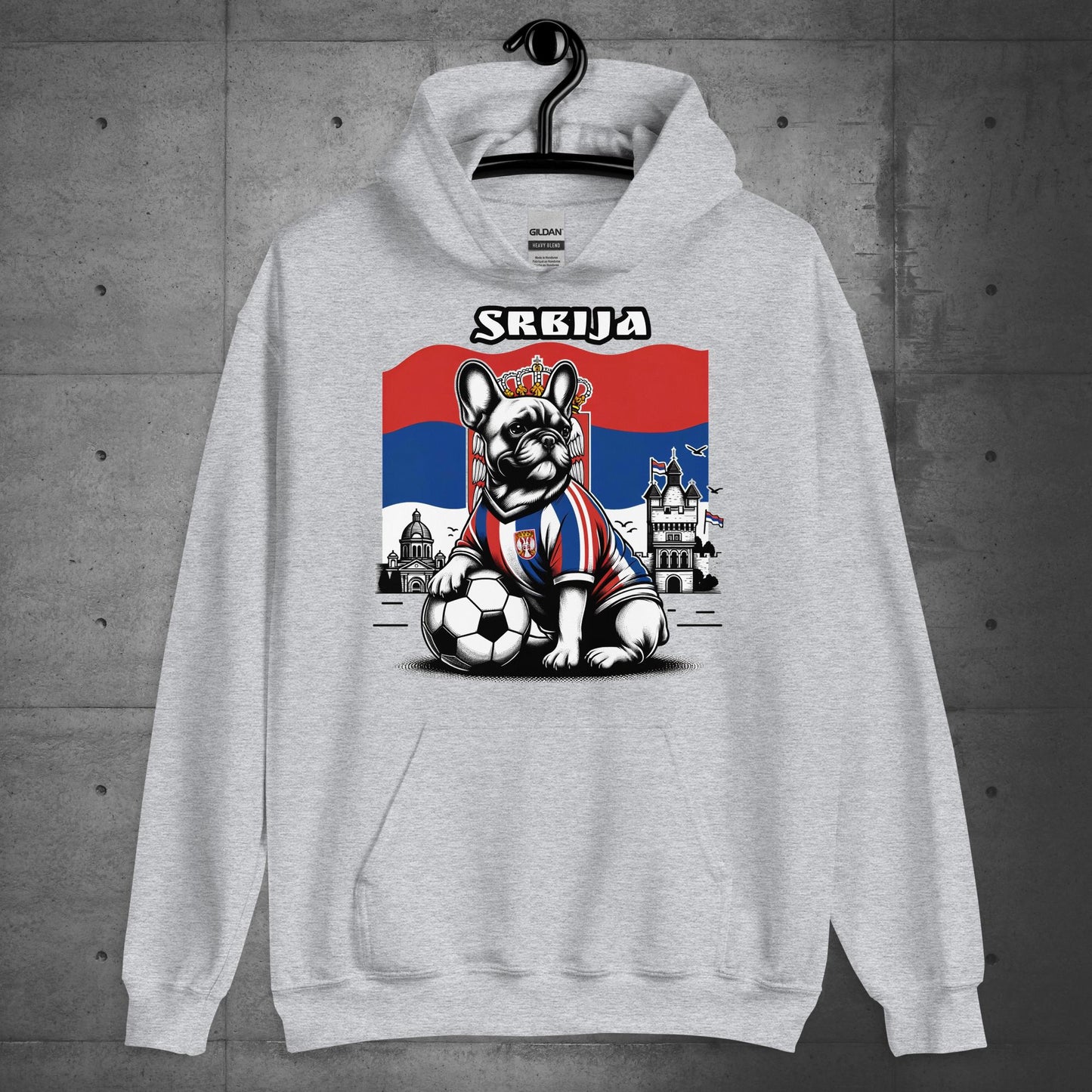 Frenchie Serbia Football Unisex Hoodie. - Frenchie Emporium