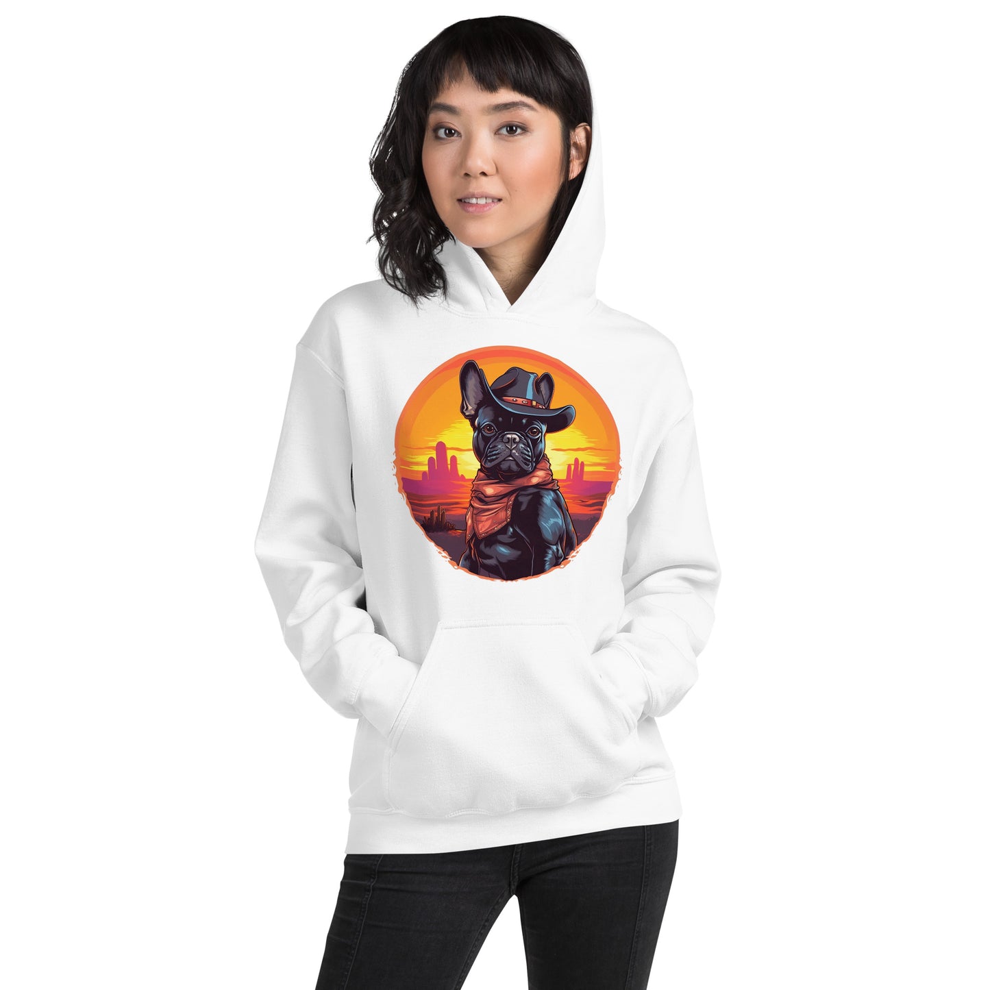 Wild West Cowboy Style Frenchie Unisex Hoodie